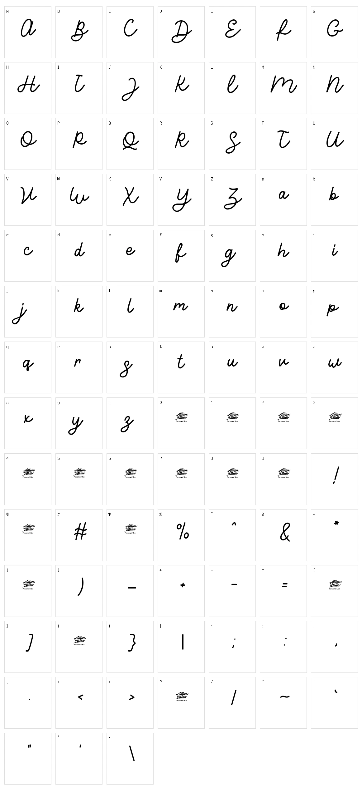 Yamatha Character Set