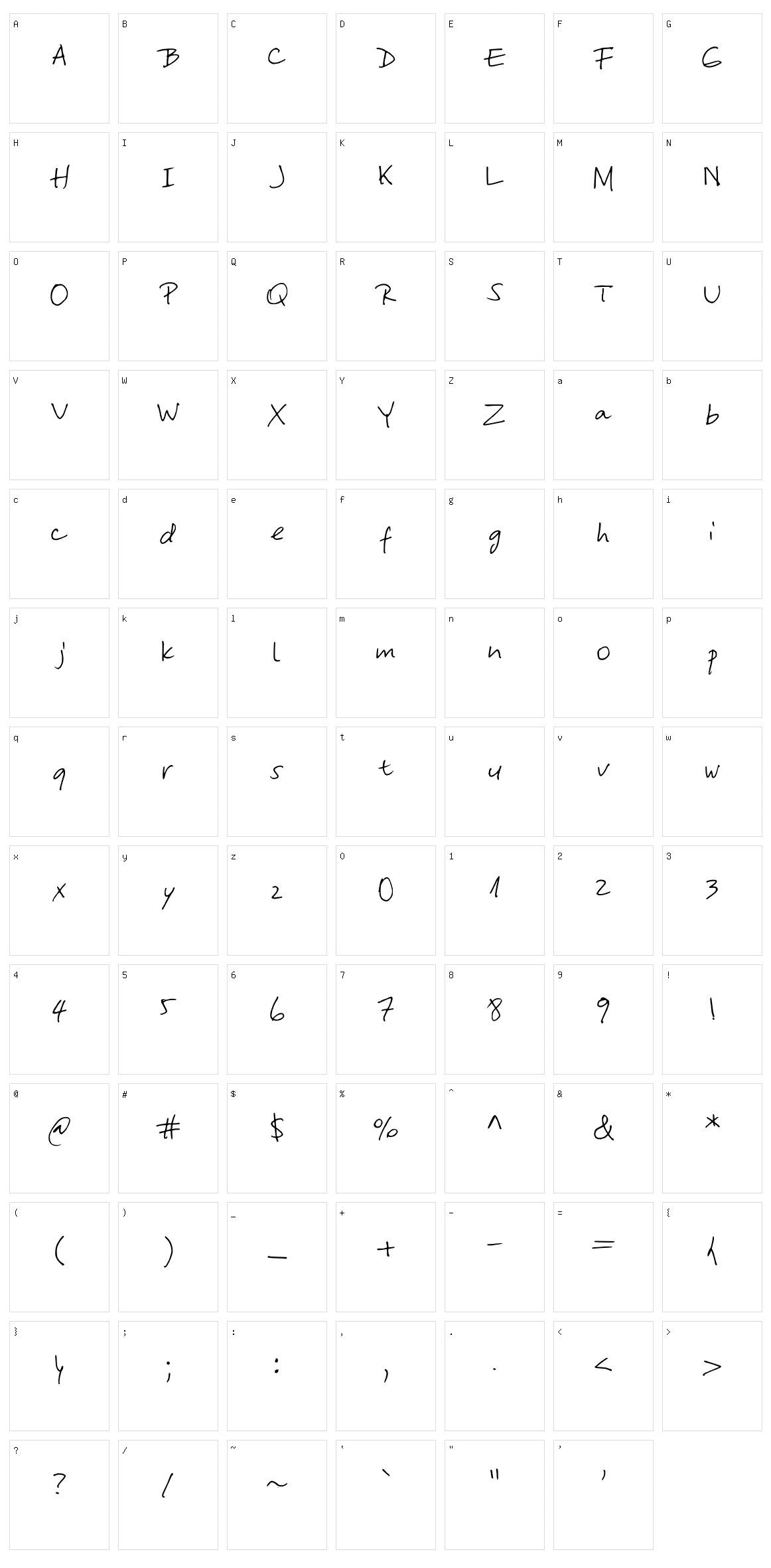 Yasna's Hand Character Set