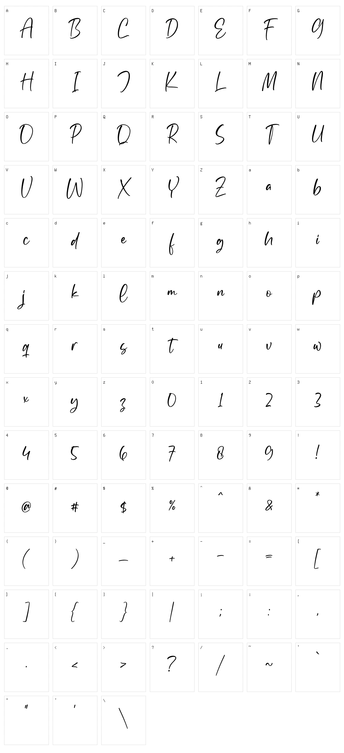Yesillow Character Set