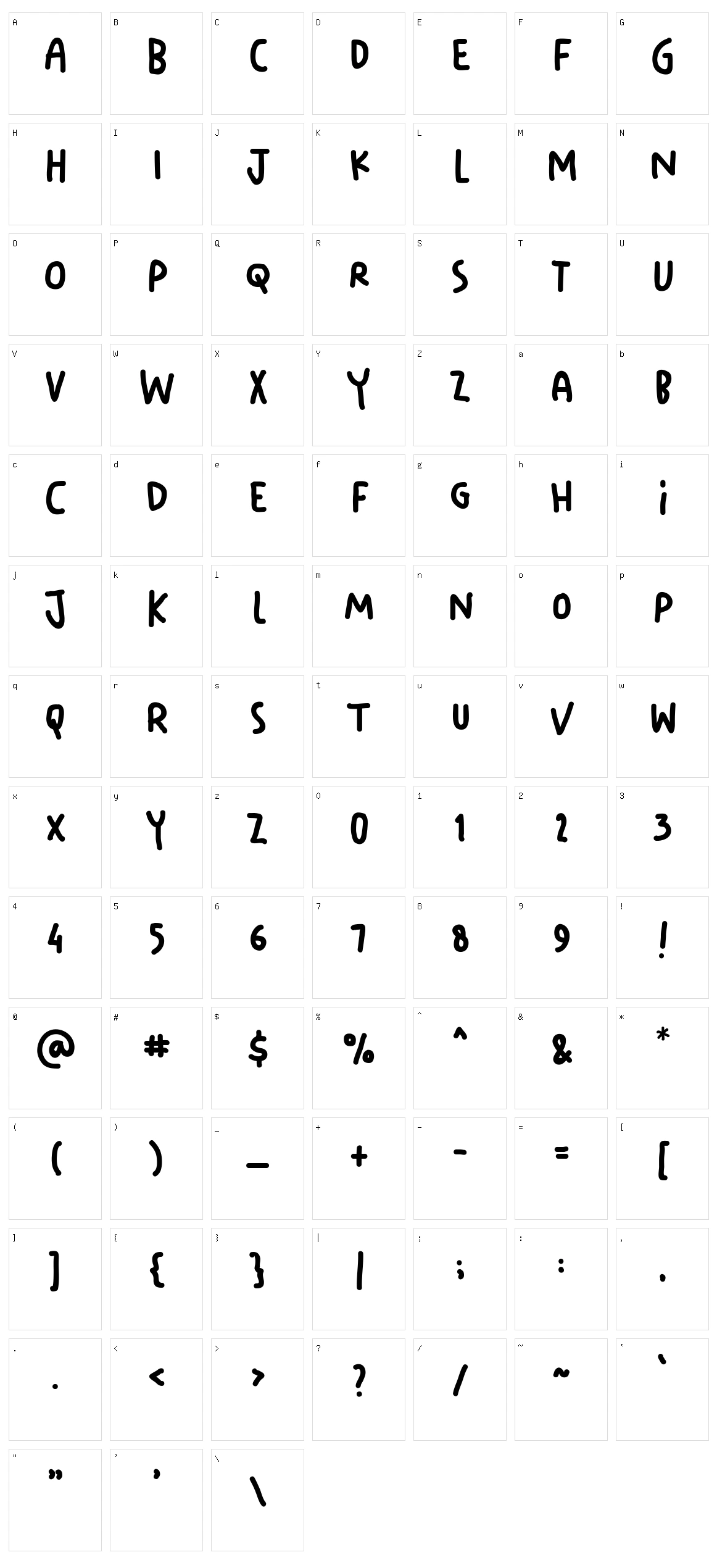 Your Doodle Font Character Set