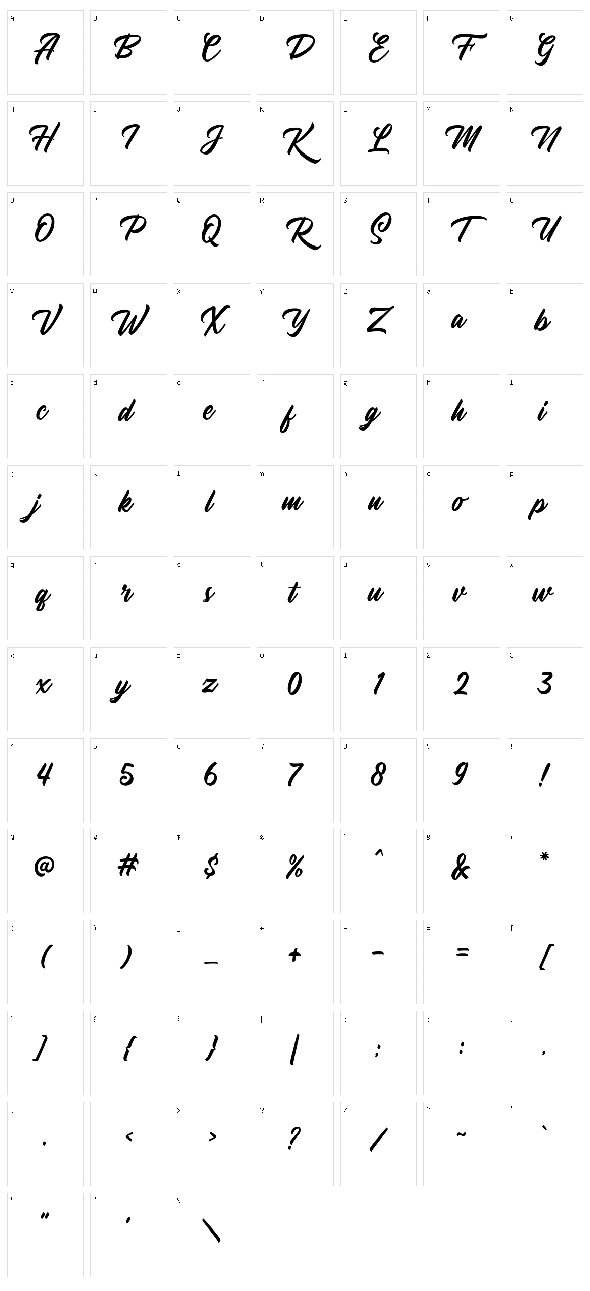 Youther Script Character Set
