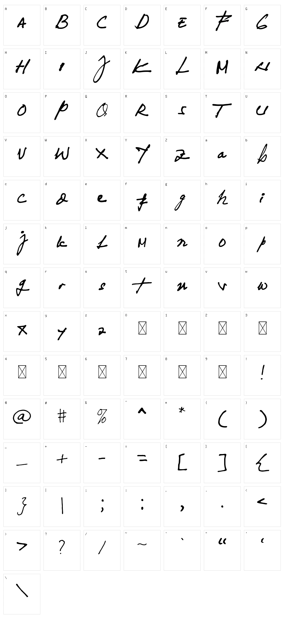 Yuqato Handwriting Character Set