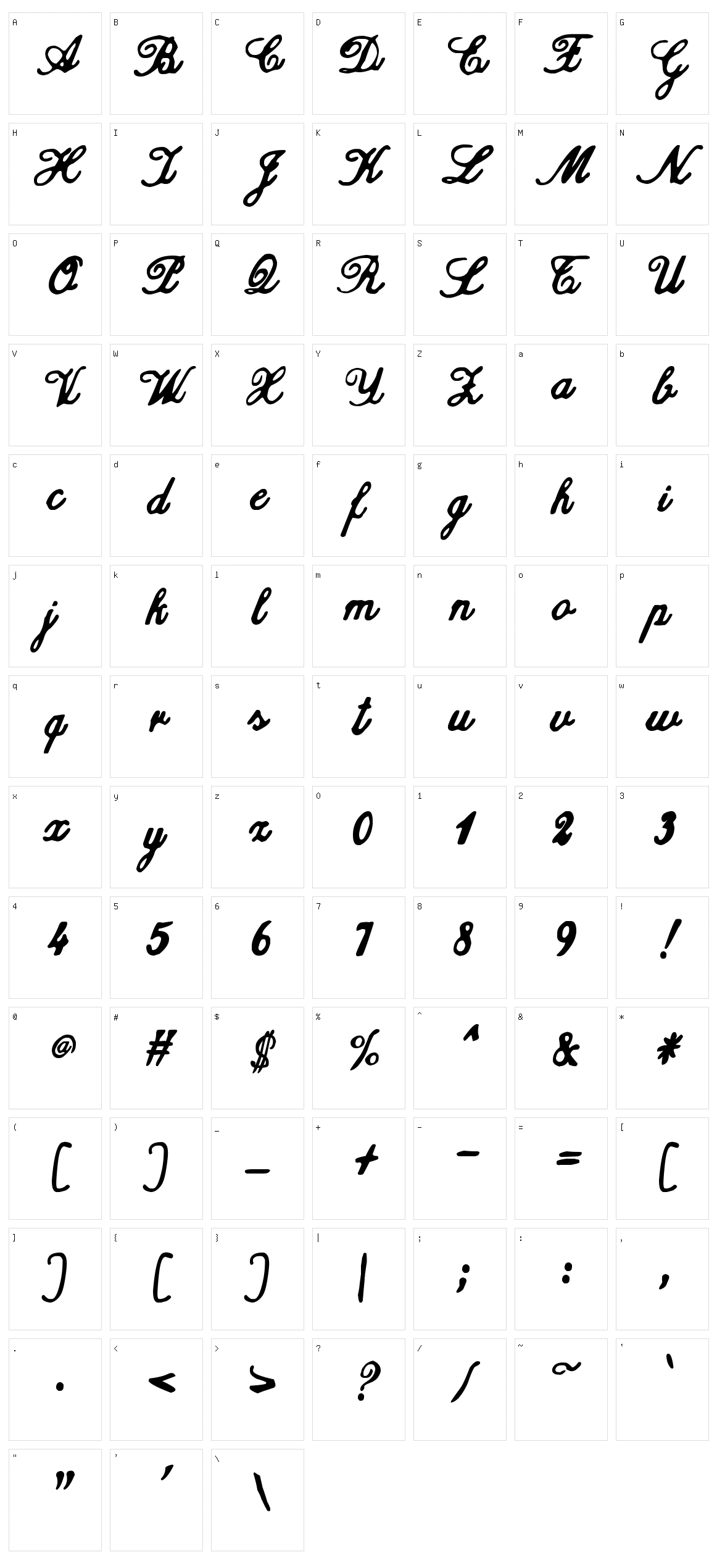 zai Calligraphy Script Handwritten Character Set