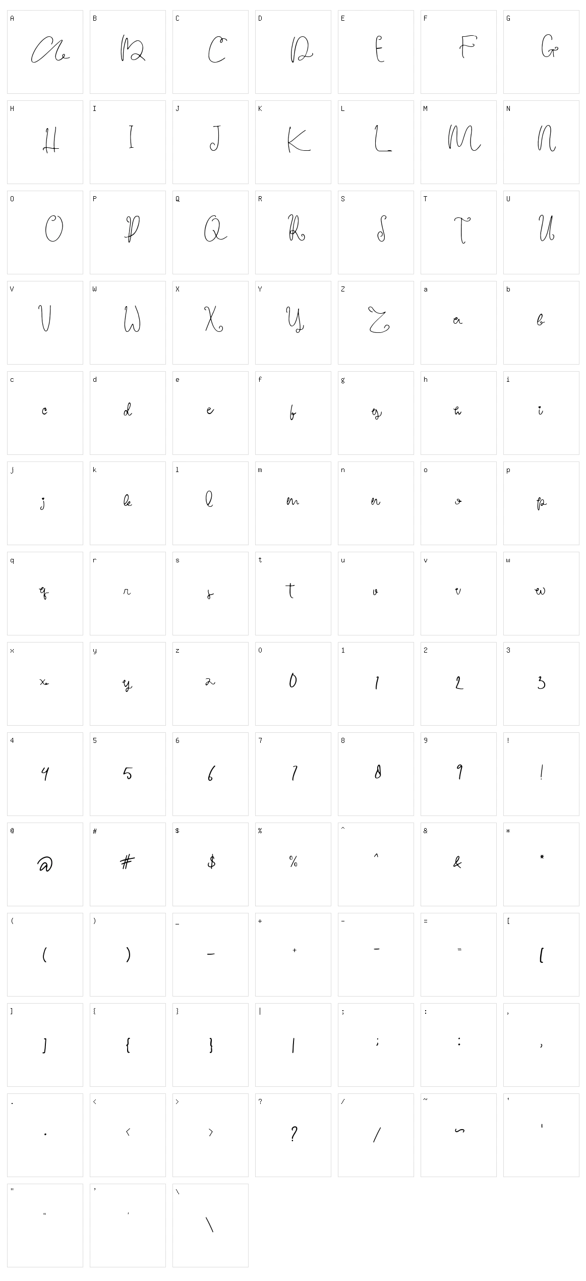 Zaline Character Set