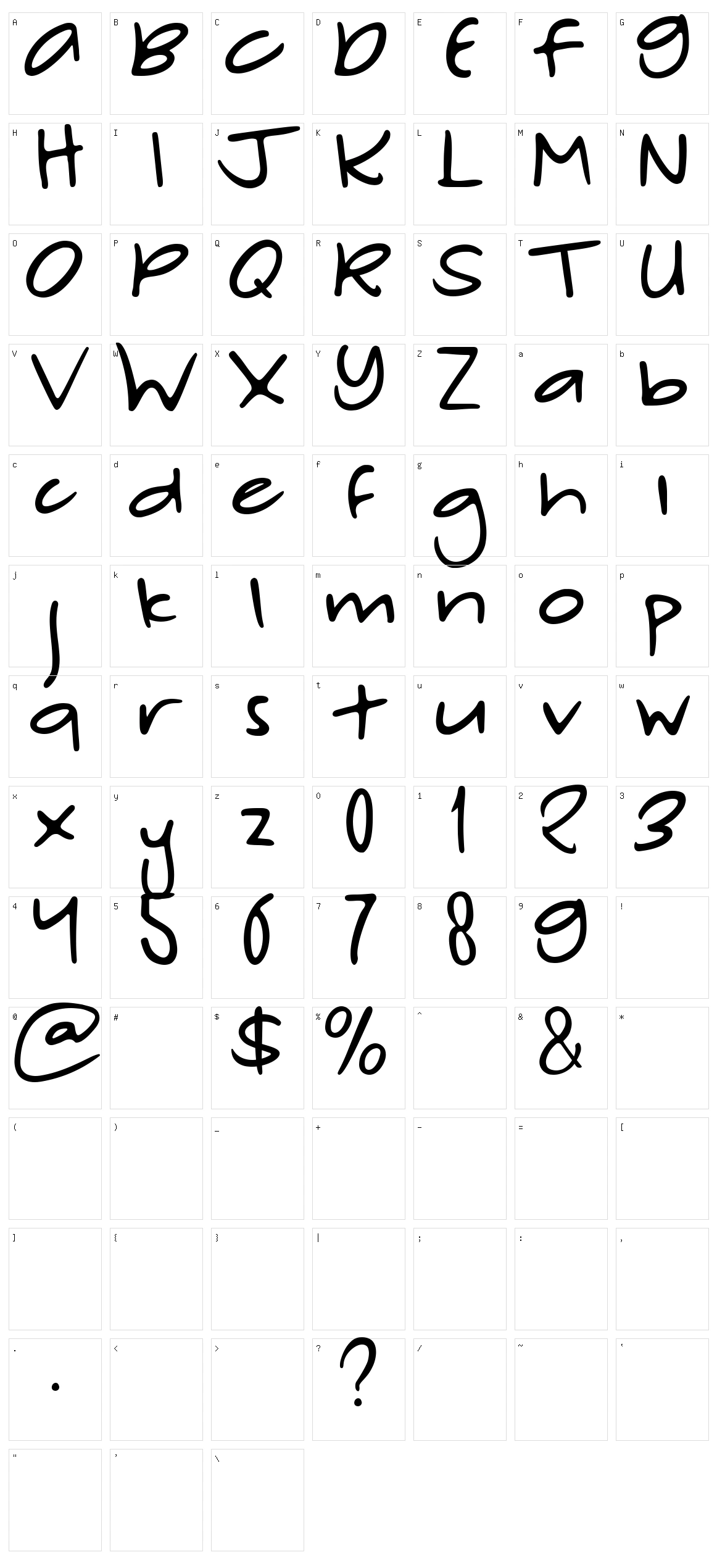 Zebora Character Set