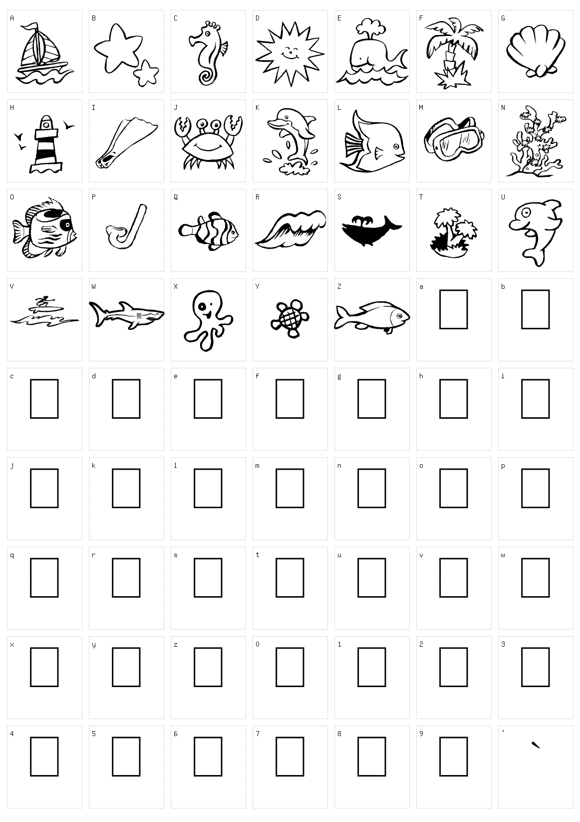 Seaside Things Character Set