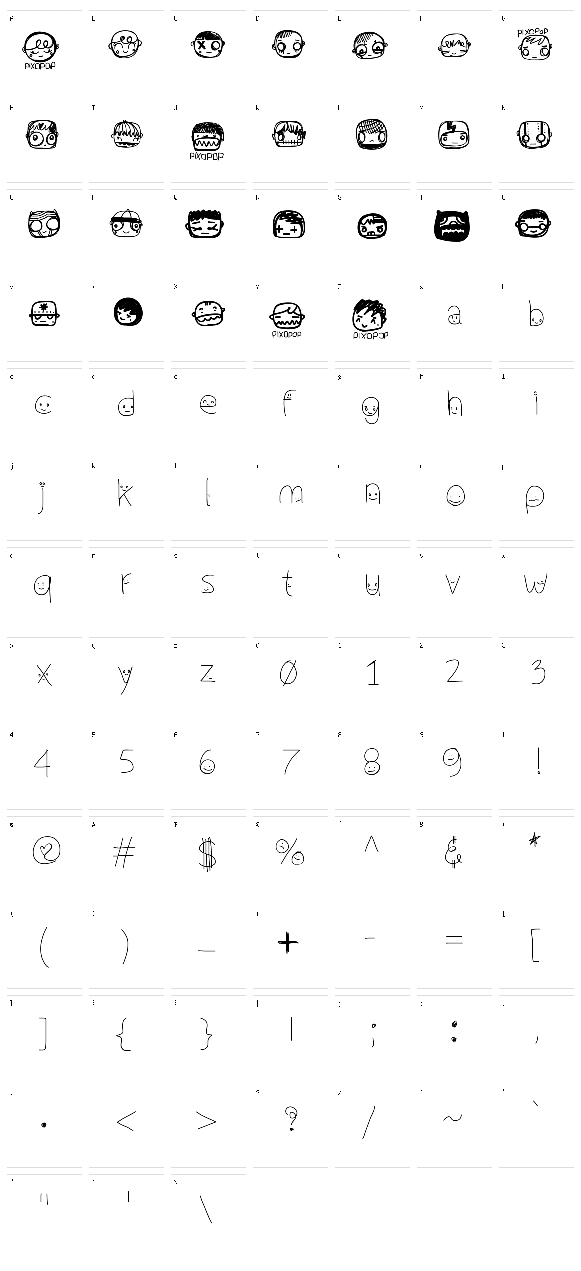 Pixopop Confusion Character Set