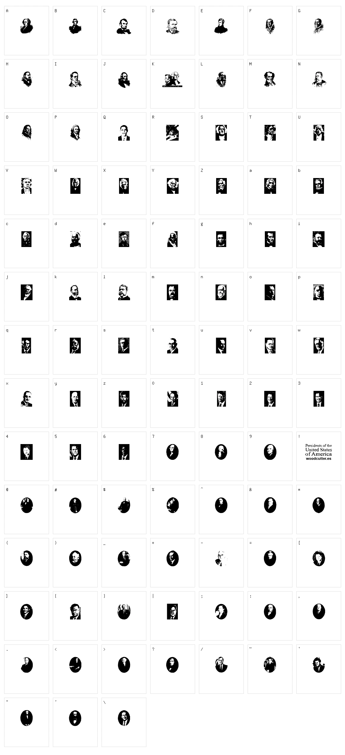 Presidents of the United States of America Character Set