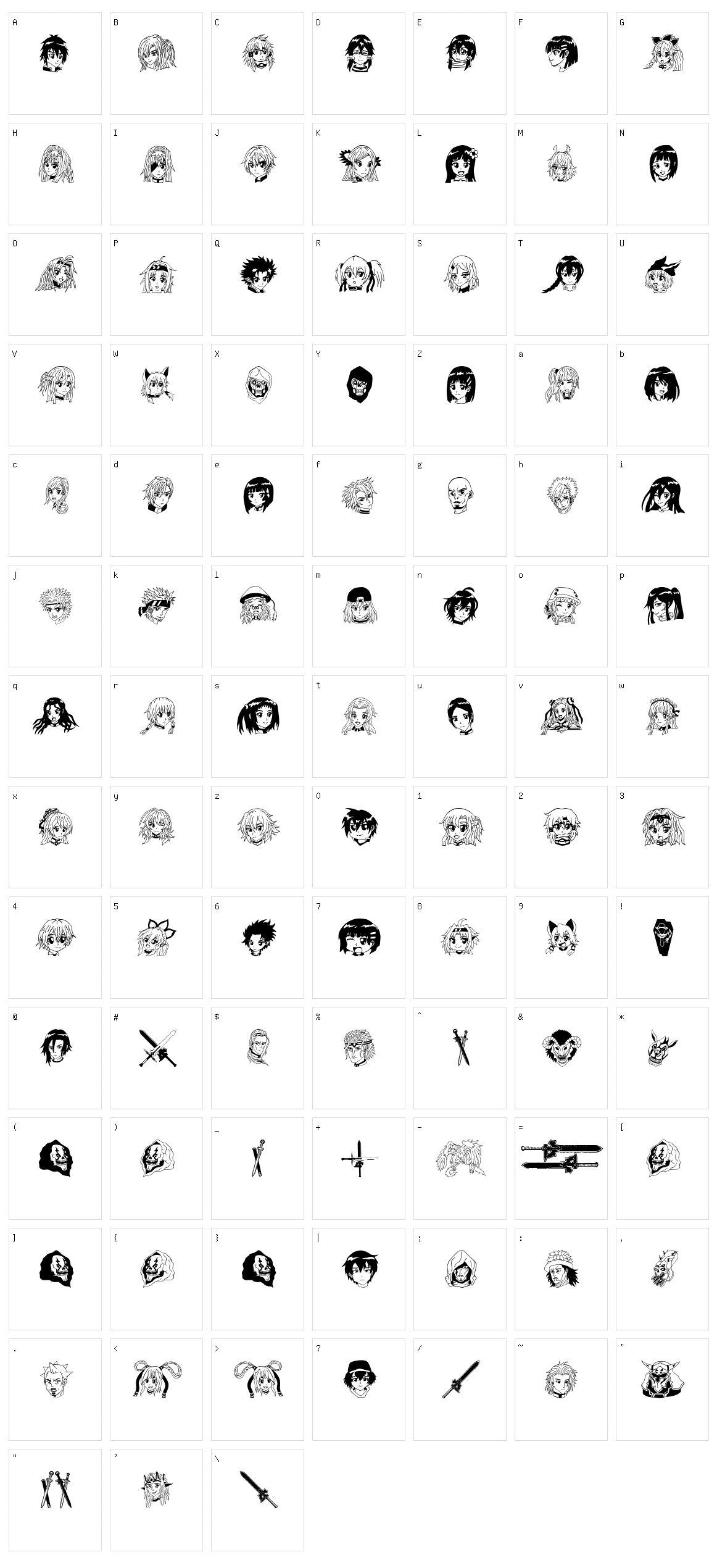 SAO Image Character Set