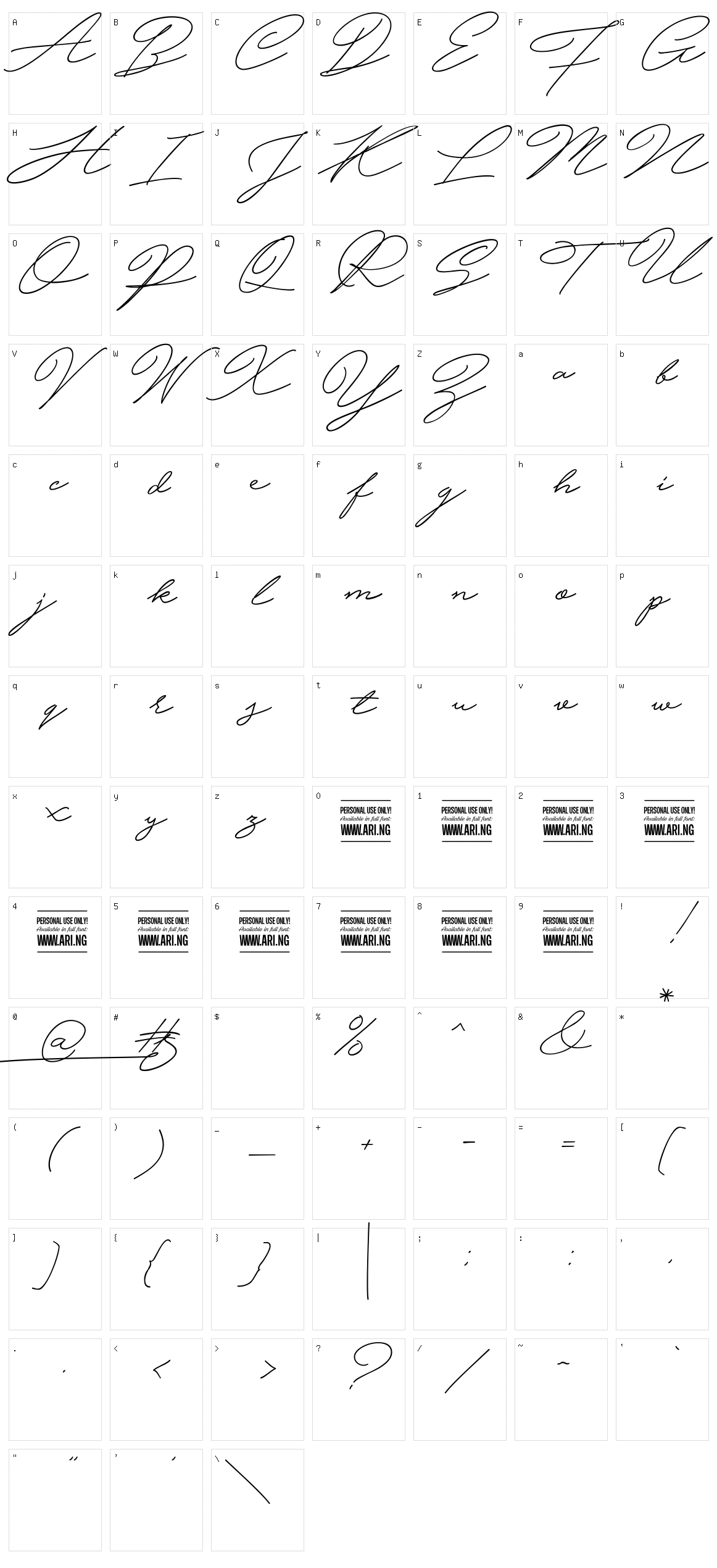 Hijrnotes Character Set