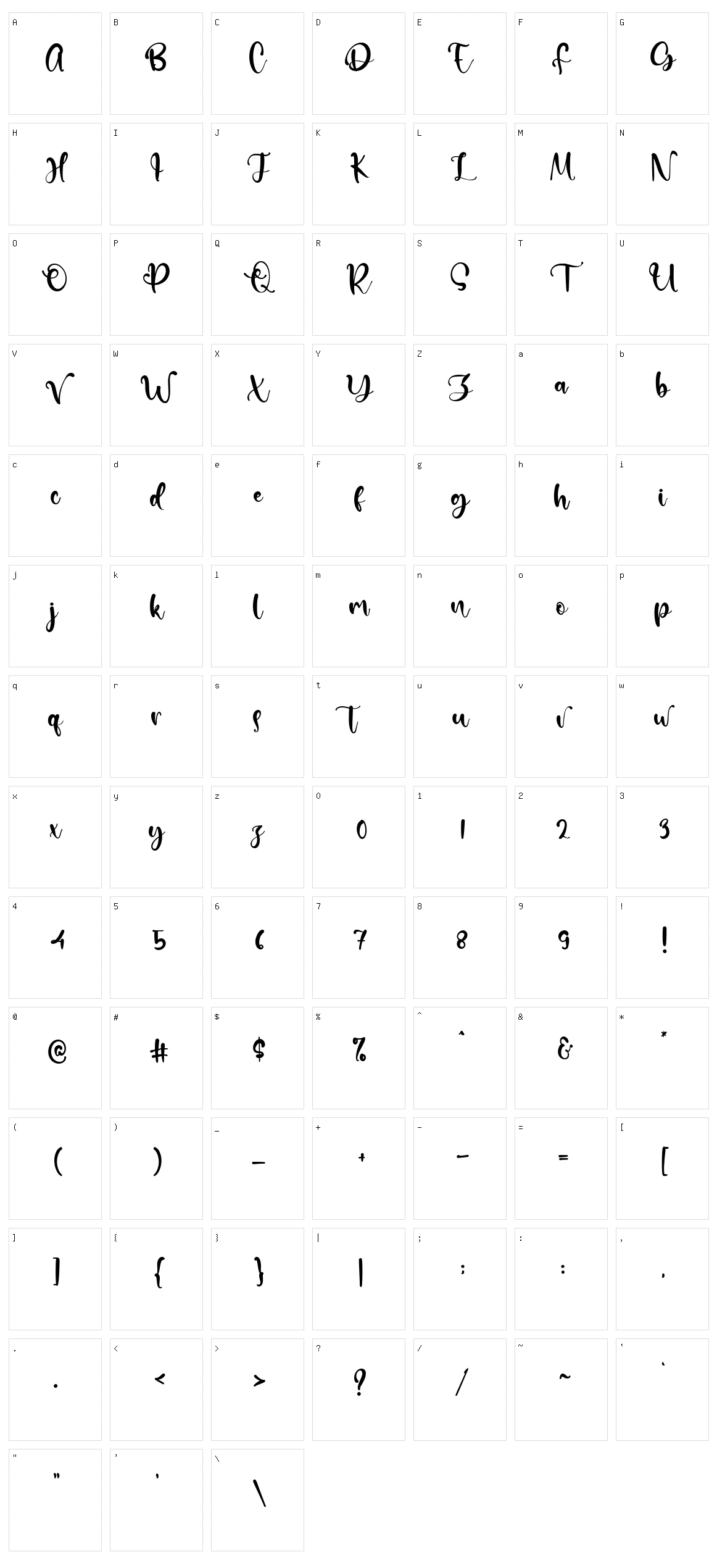 Hillary Samantha Character Set