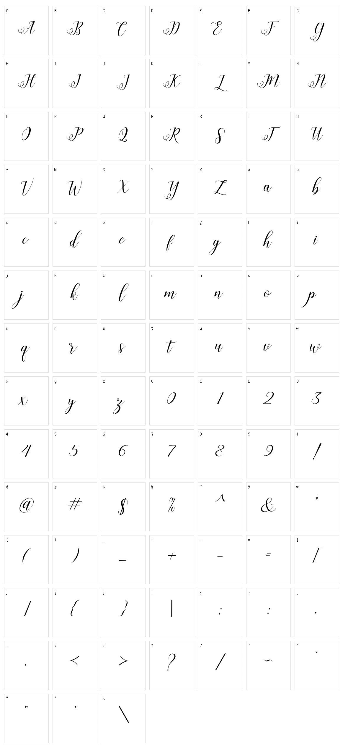 Histeria Script Character Set