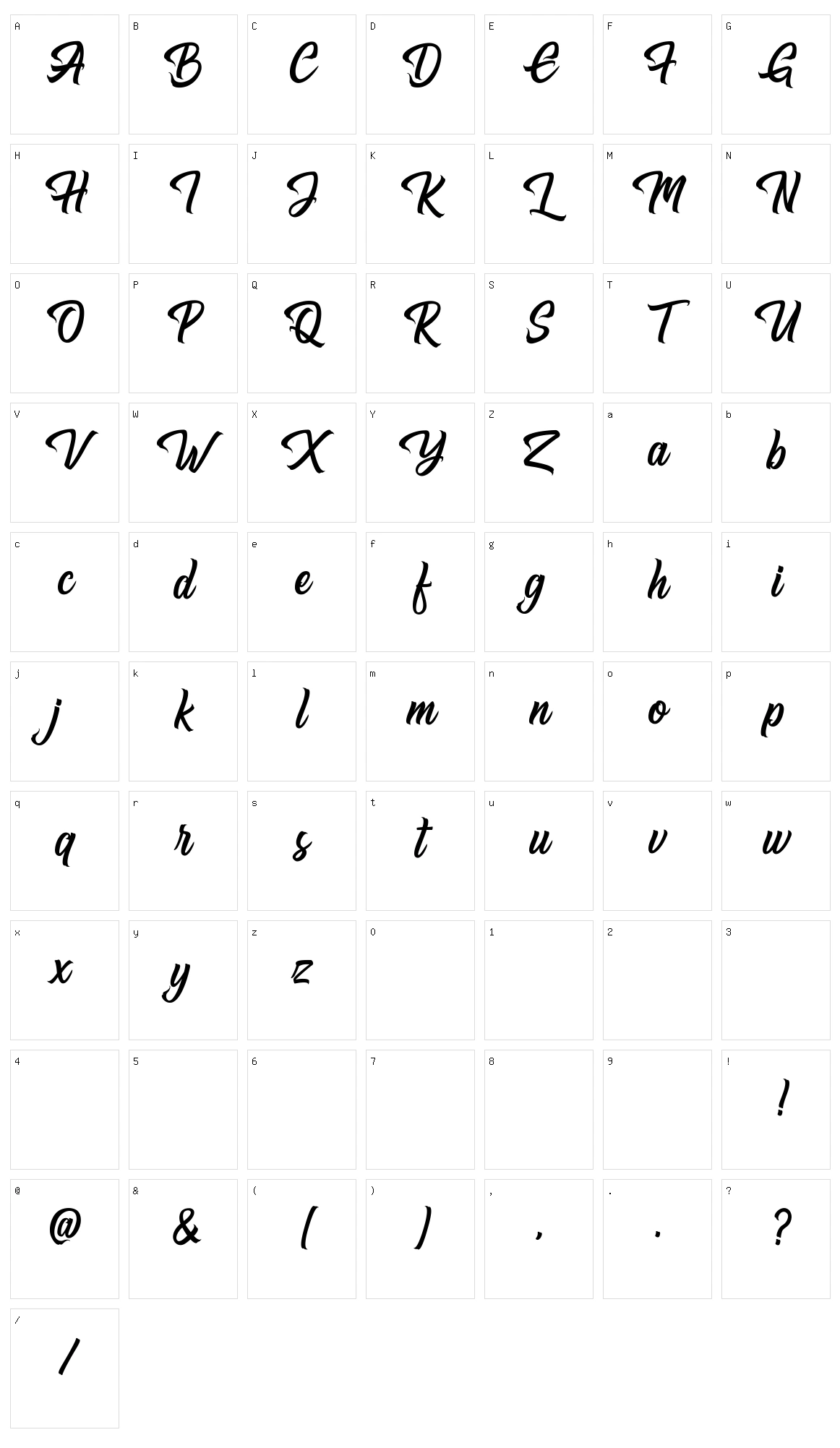 Hugtophia Character Set