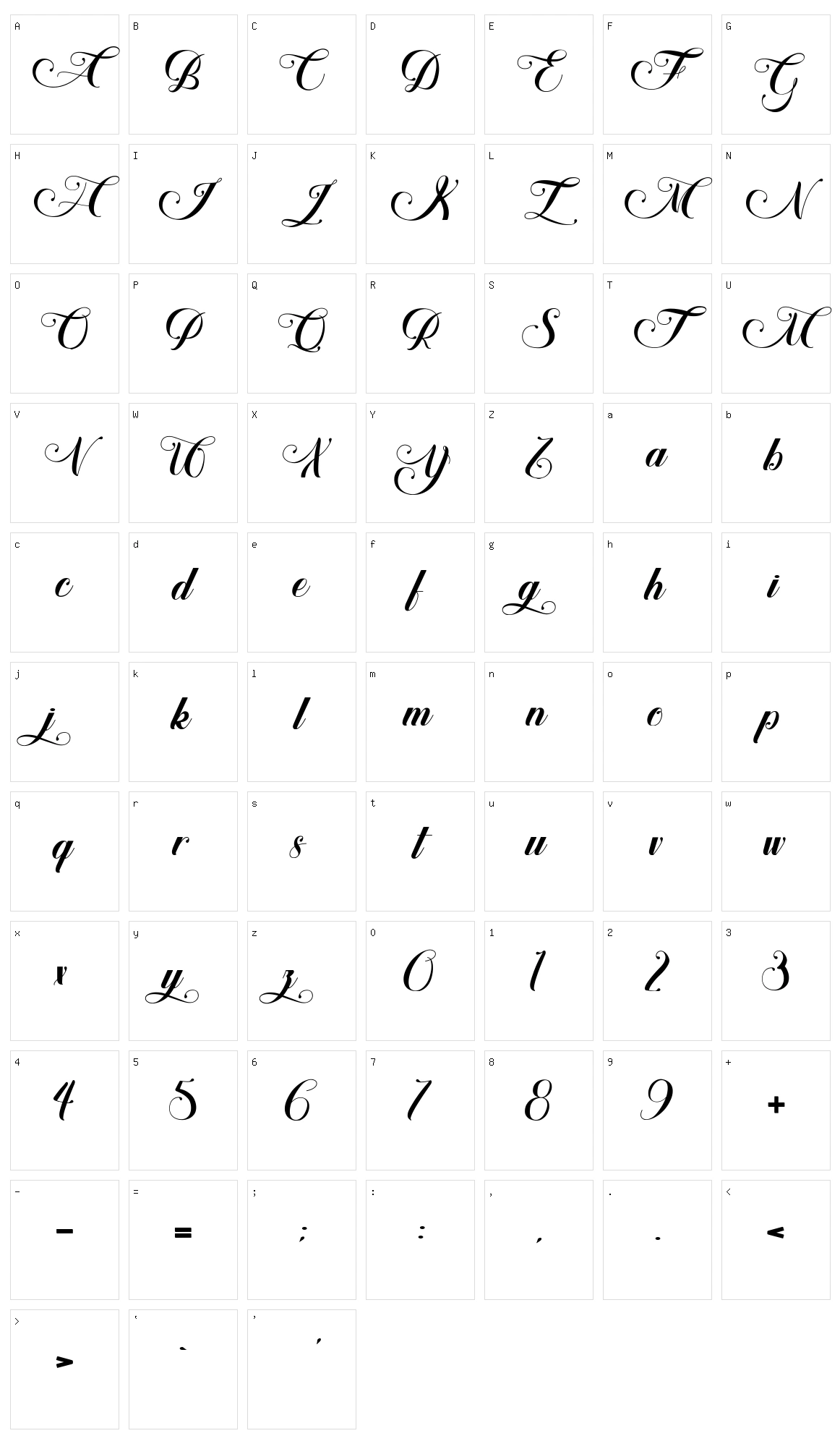 Hypnotica Character Set