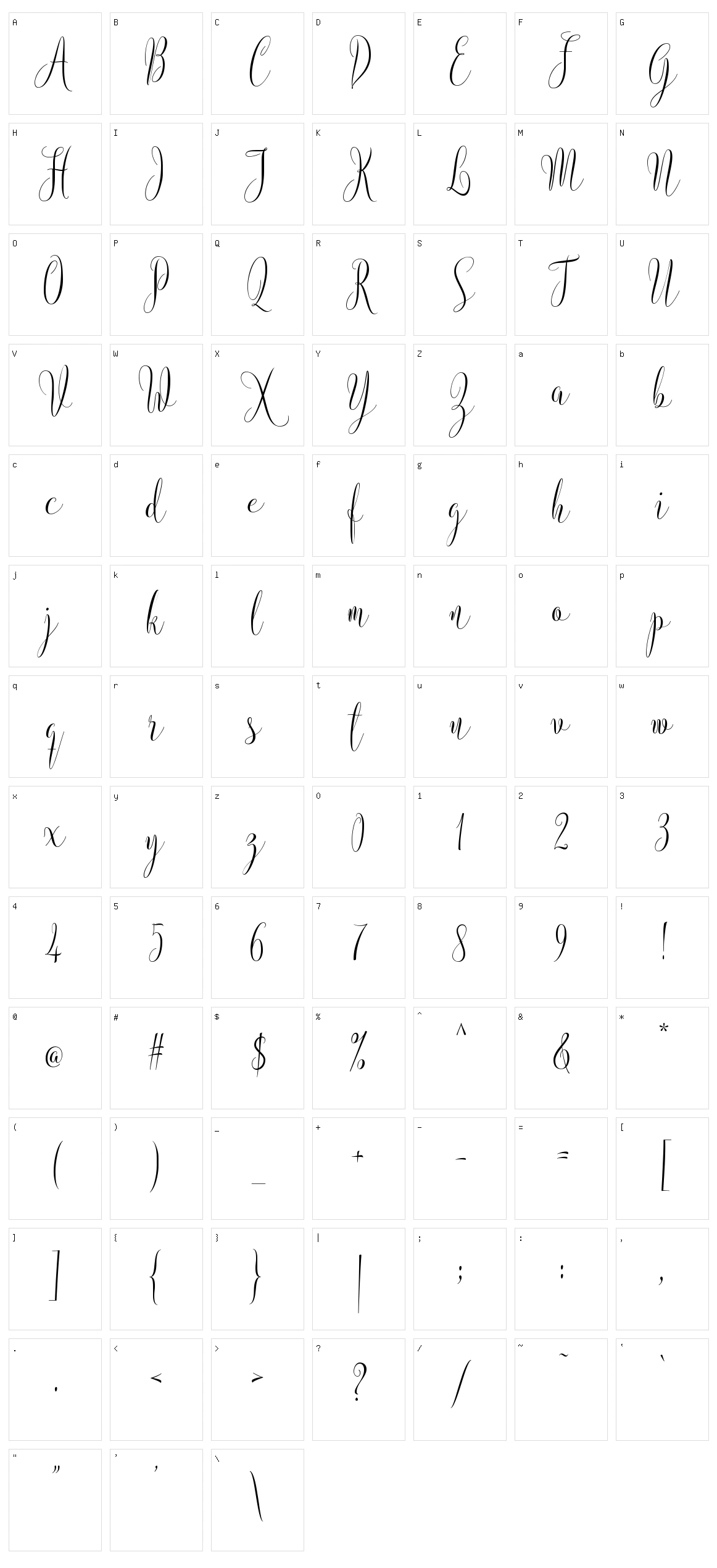 Instine Script Character Set