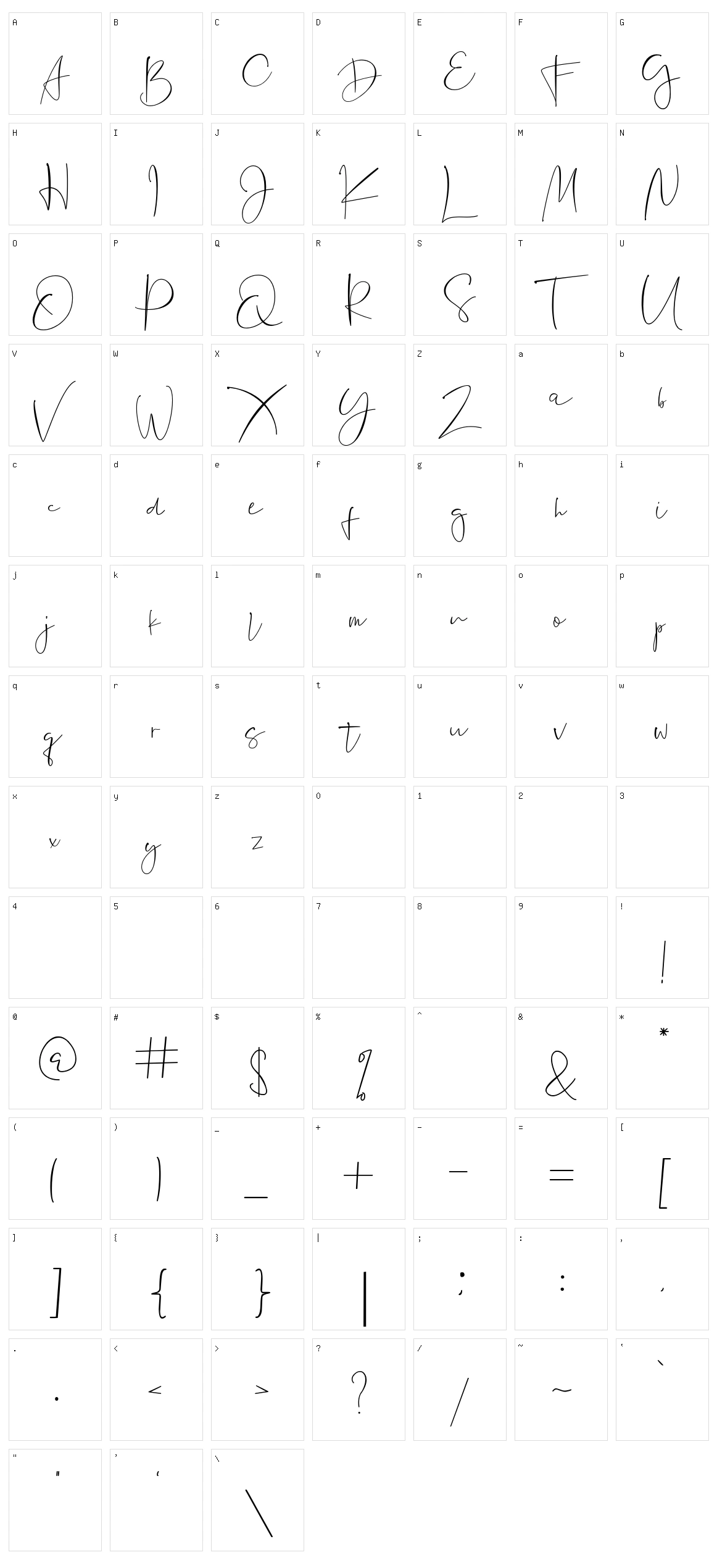 Jannet Character Set