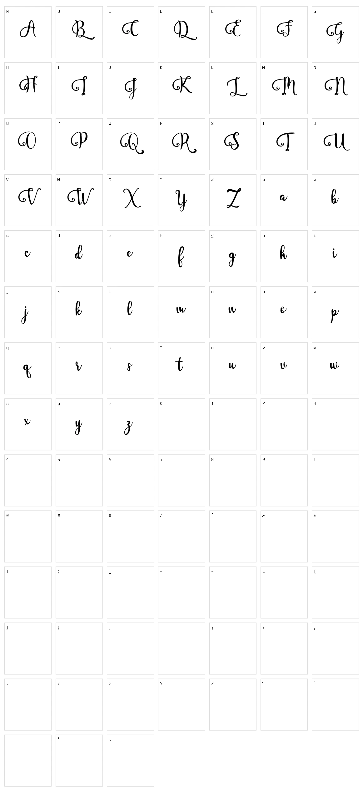 Javinka Character Set