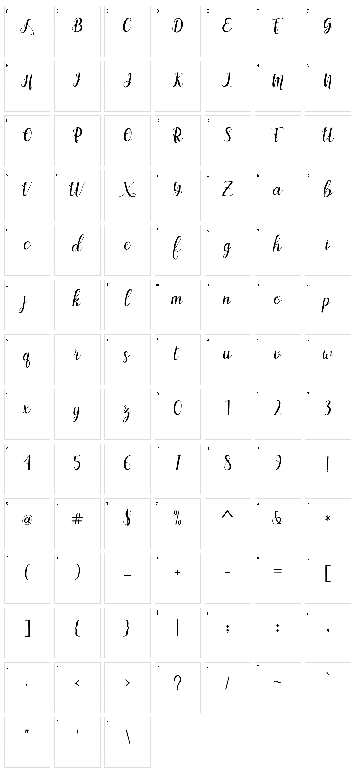 Jealous Script Character Set