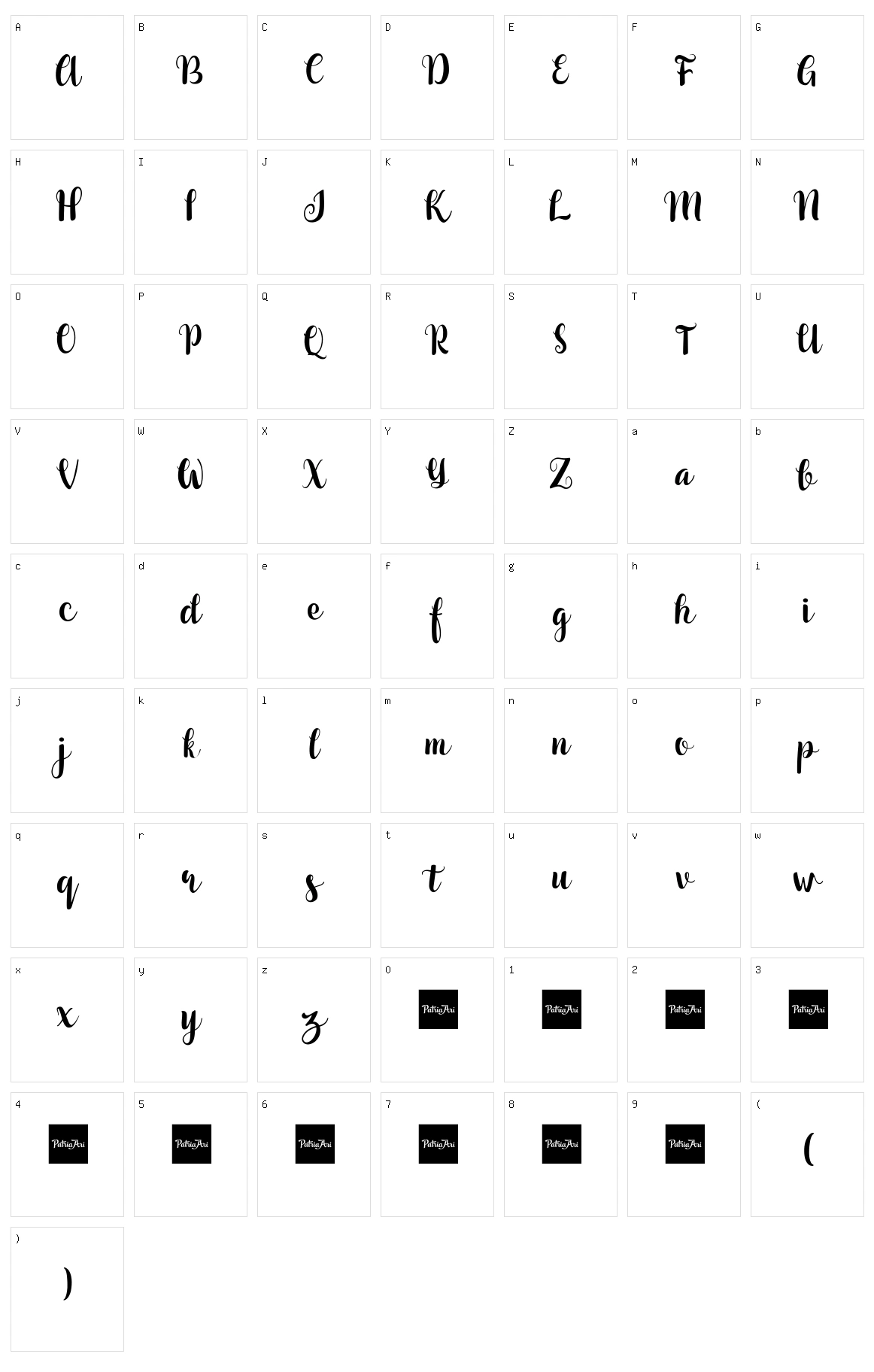 Jelantik Script Character Set