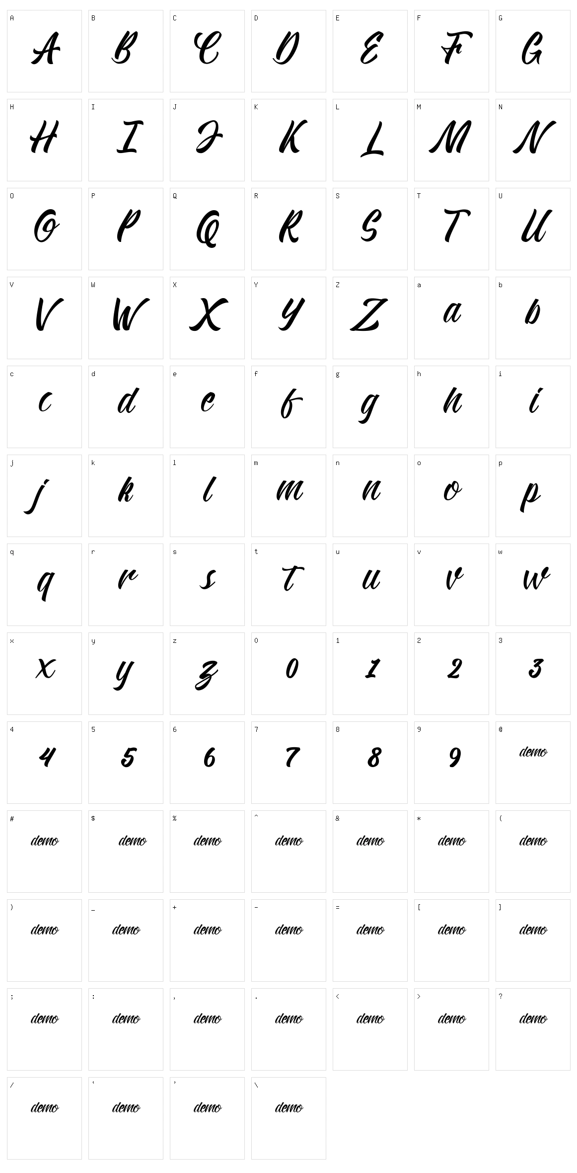 Kadisoka Script Character Set