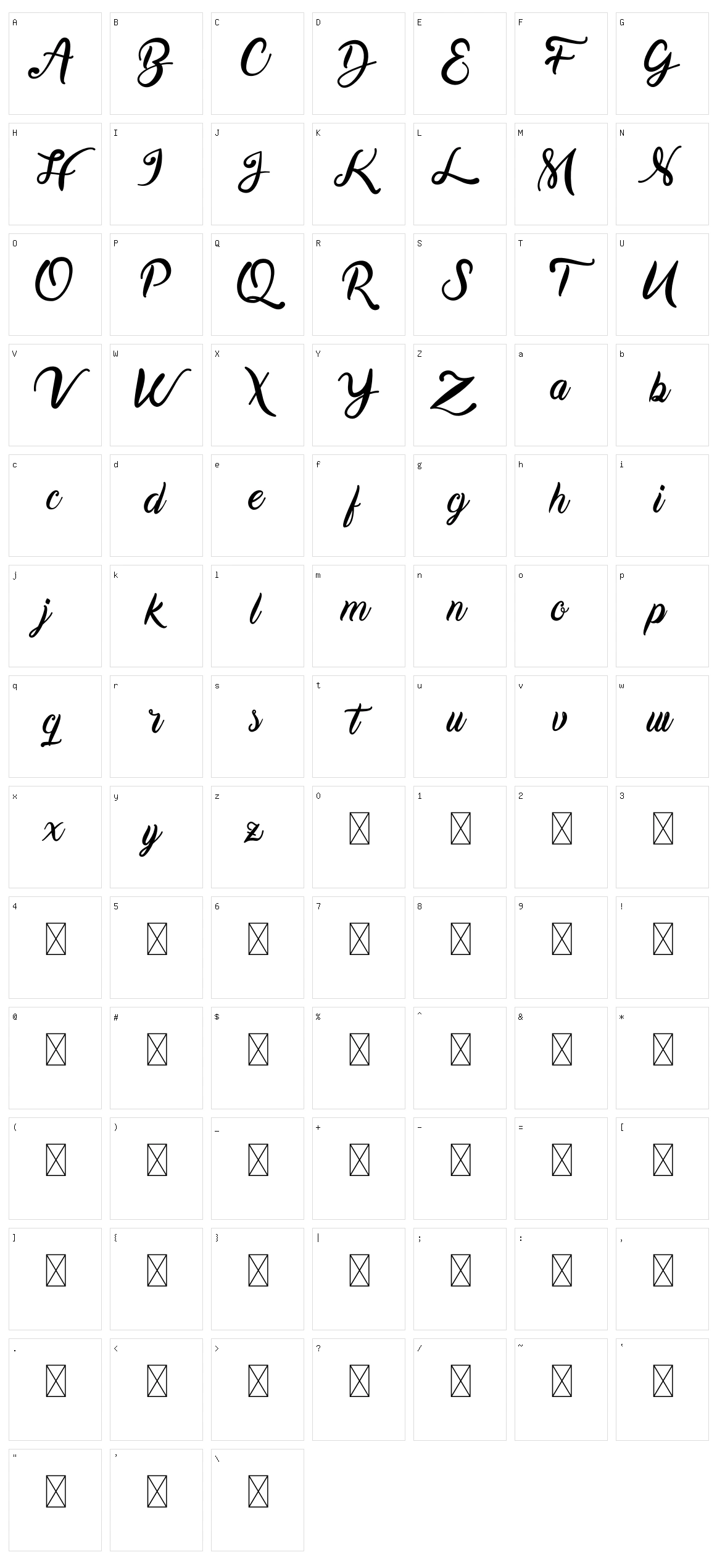 Karmila Script Character Set