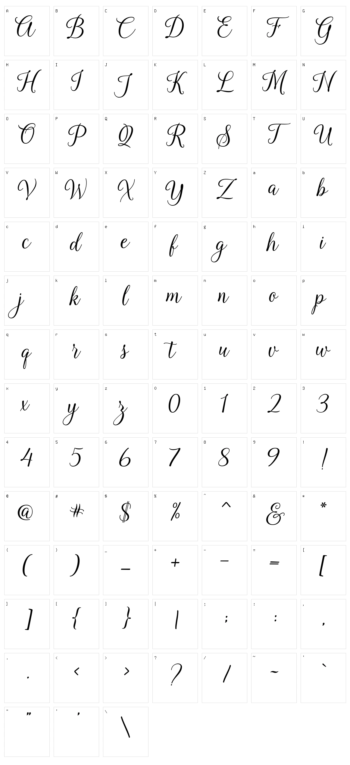 Kasandra Script Character Set