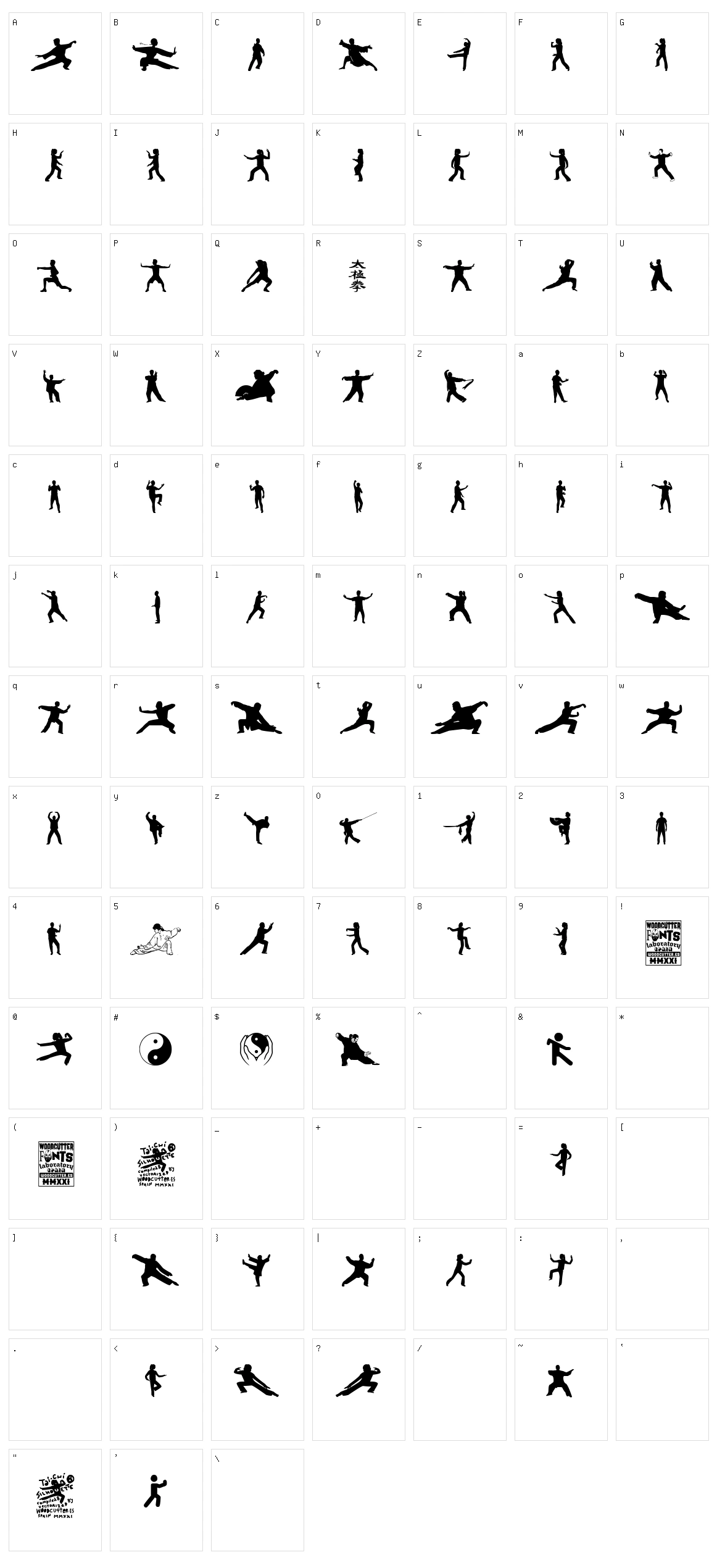 Tai-Chi Silhouette Character Set