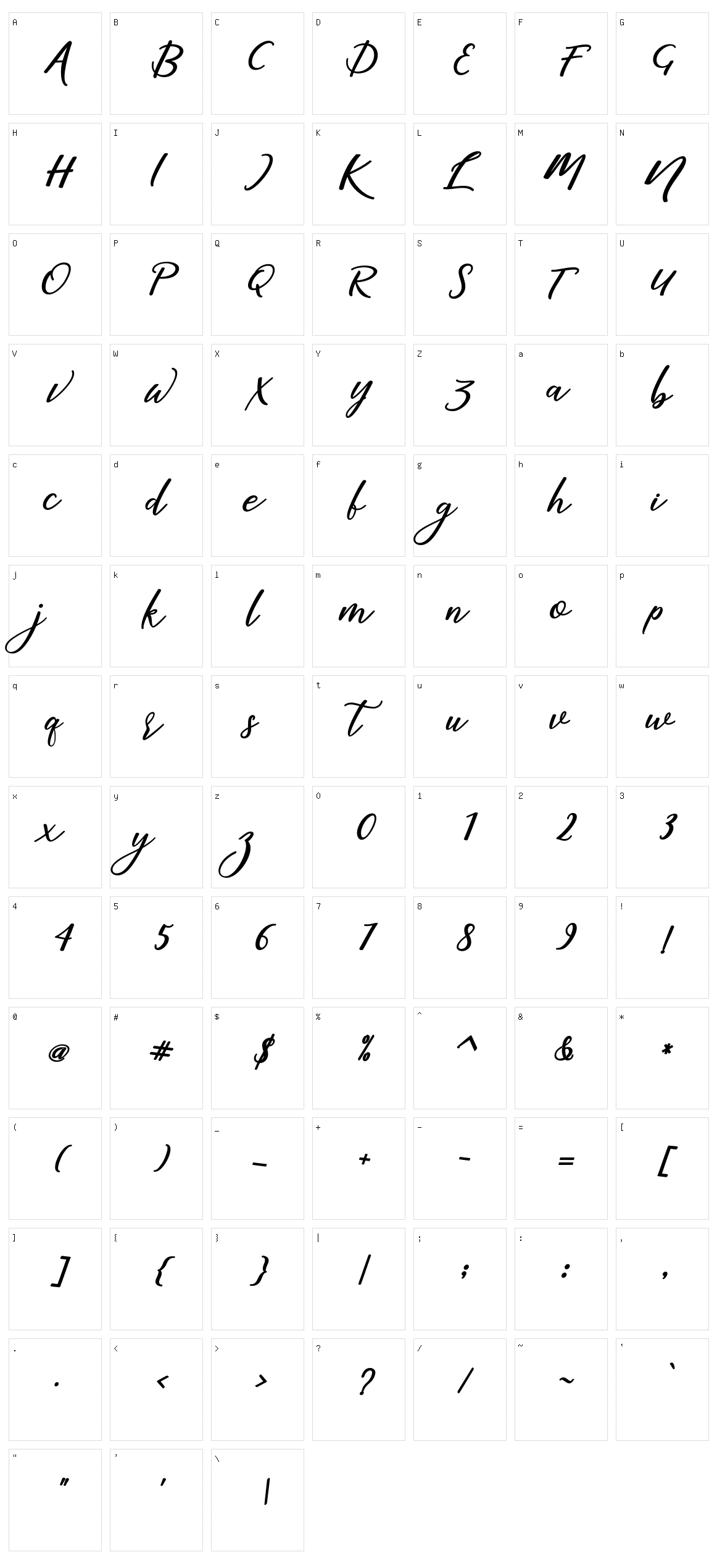 Martini Character Set