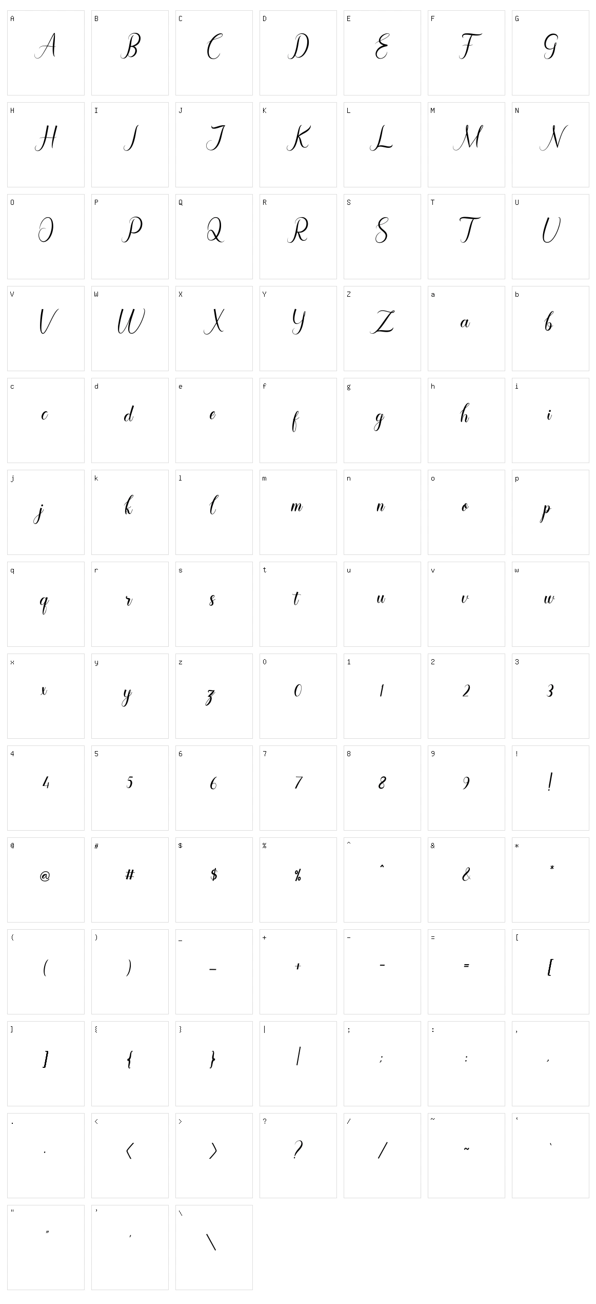 Maryllen Character Set