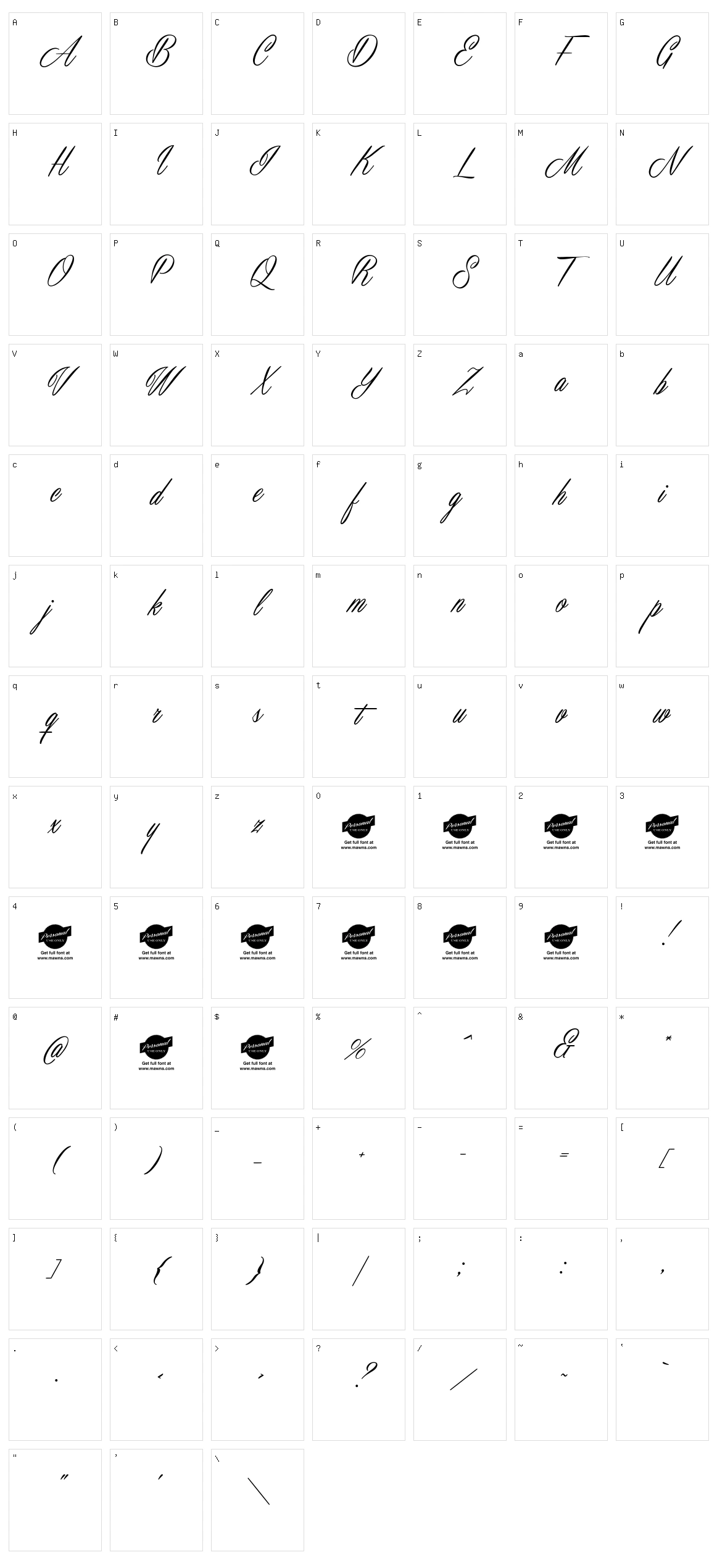 Masterics Character Set