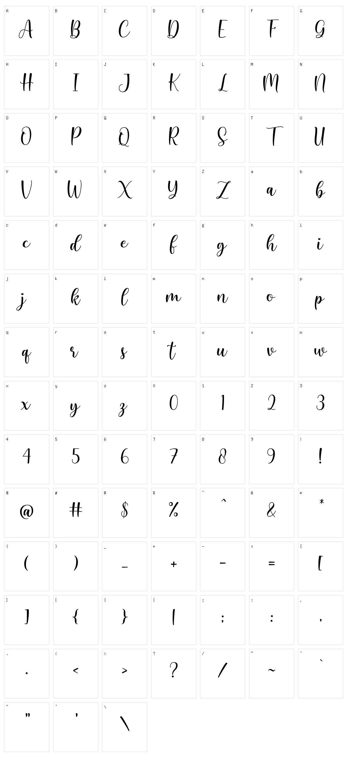 Masthina Character Set