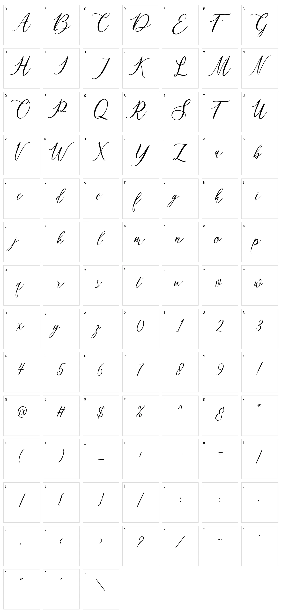 Matania Script Character Set