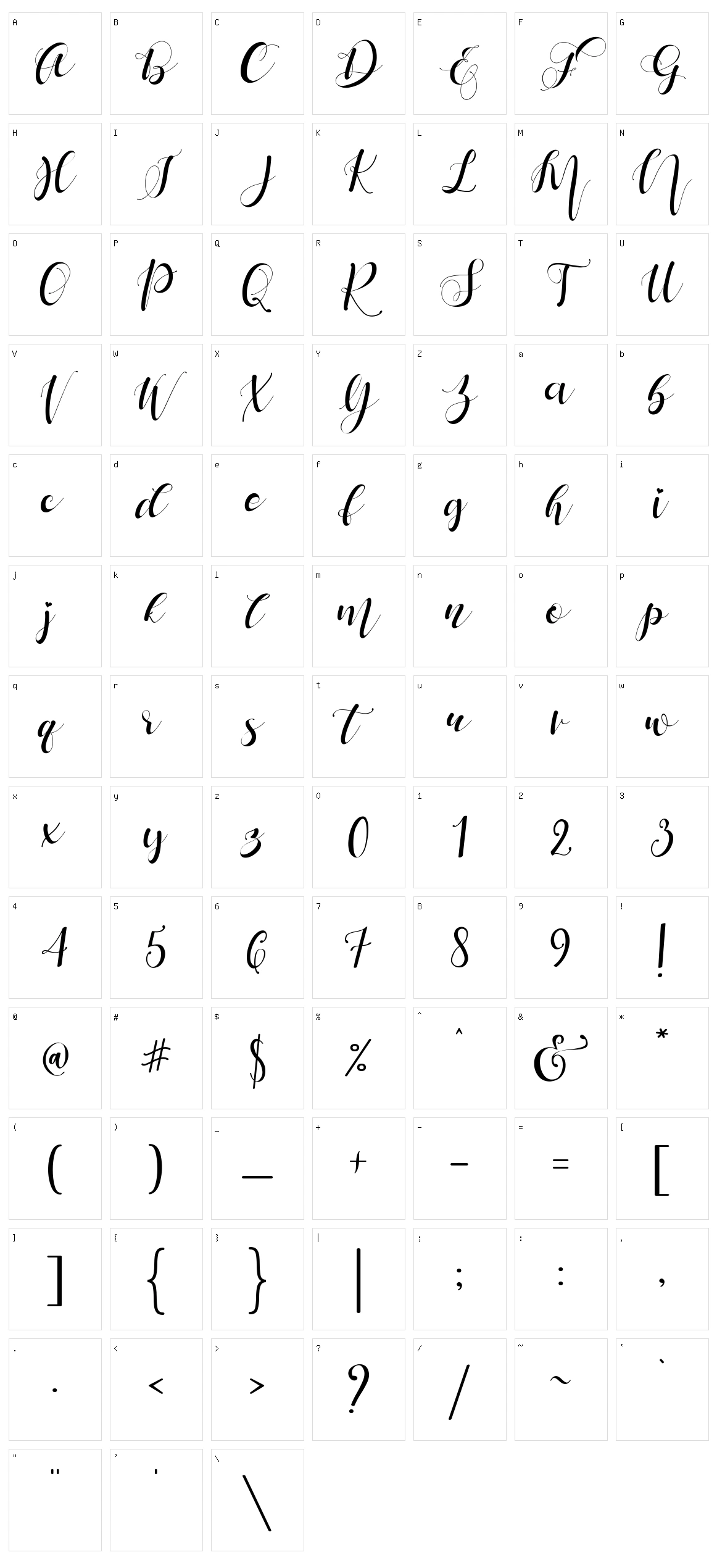 Mattosa Script Character Set