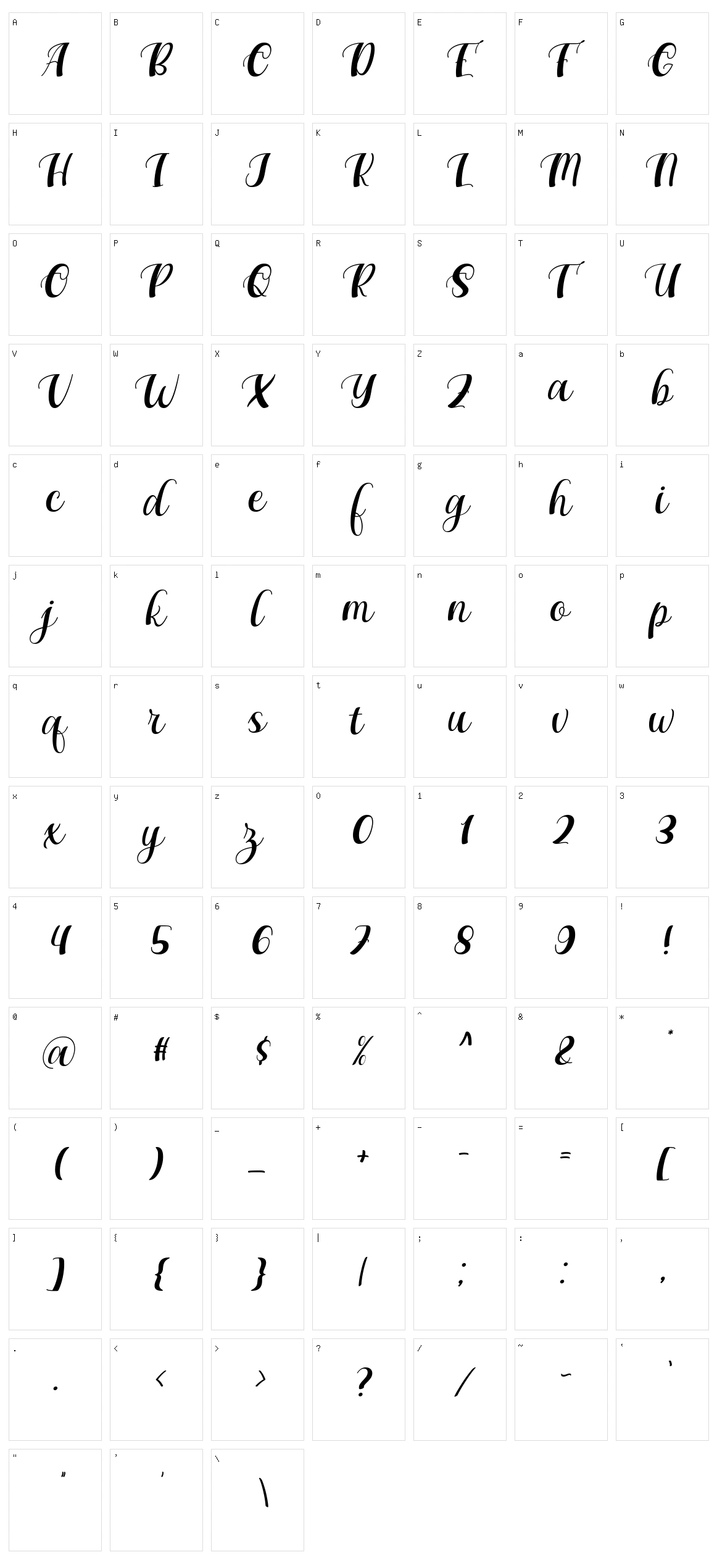 Maxeva Character Set