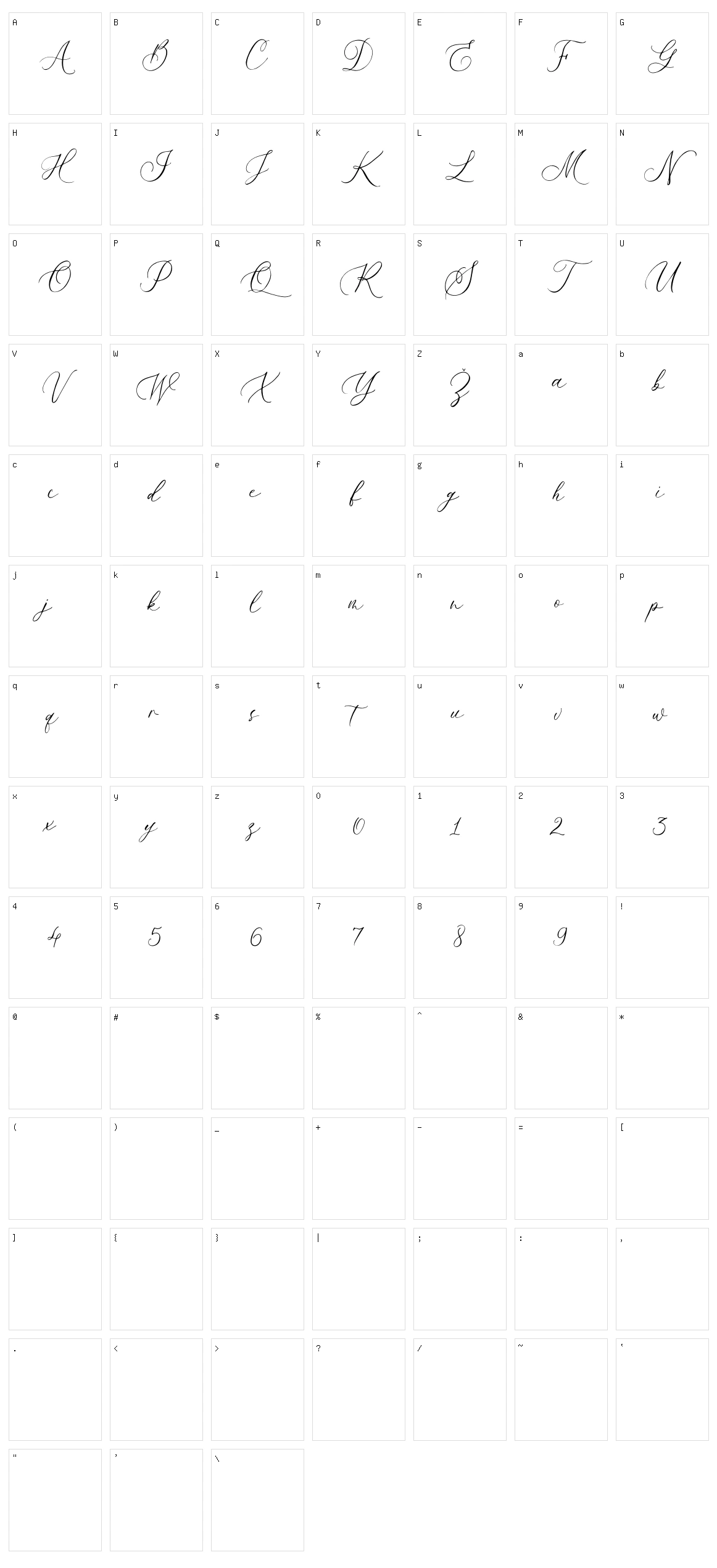 Mellaney Script Character Set