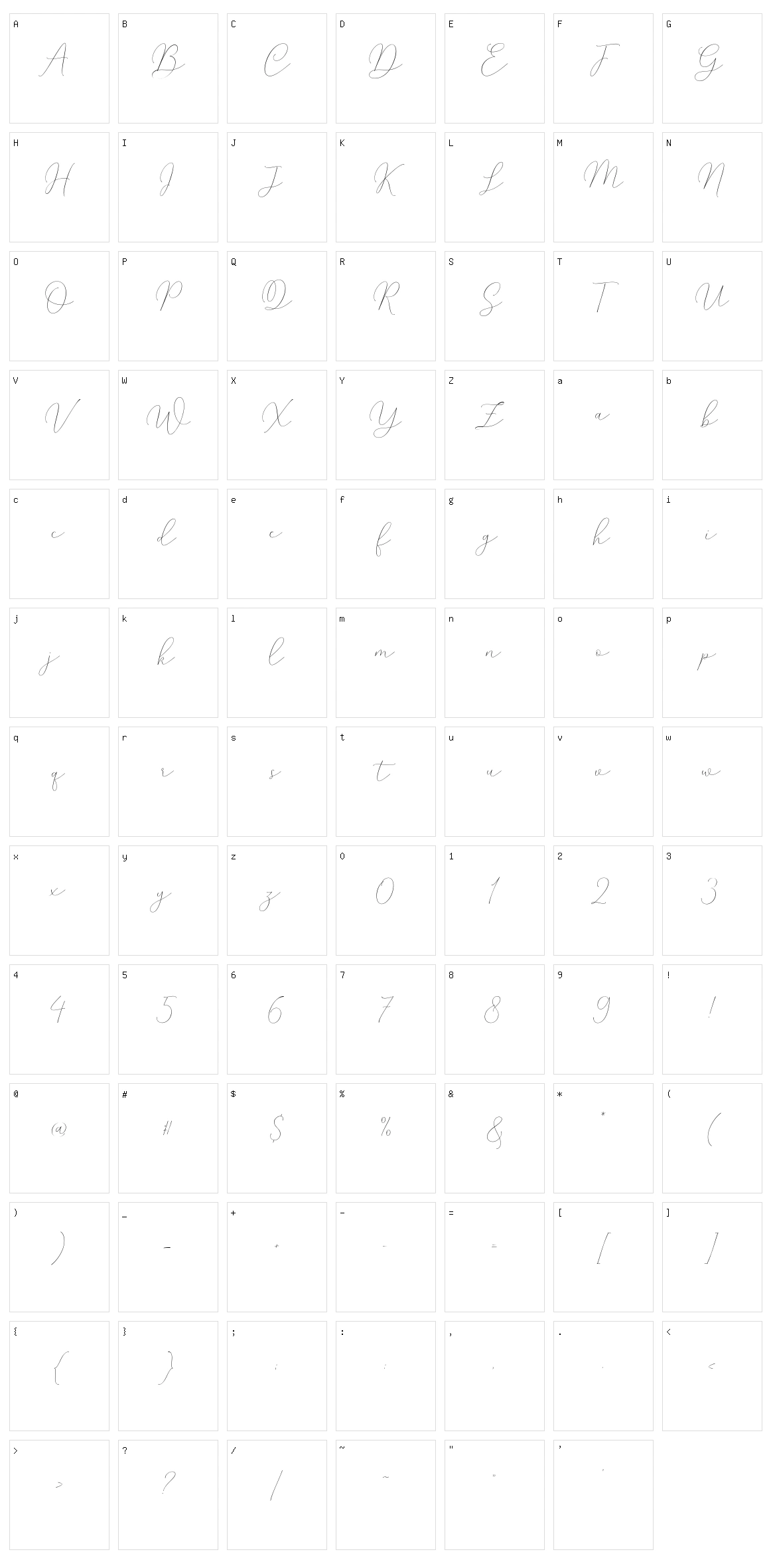 Mindline Script Character Set