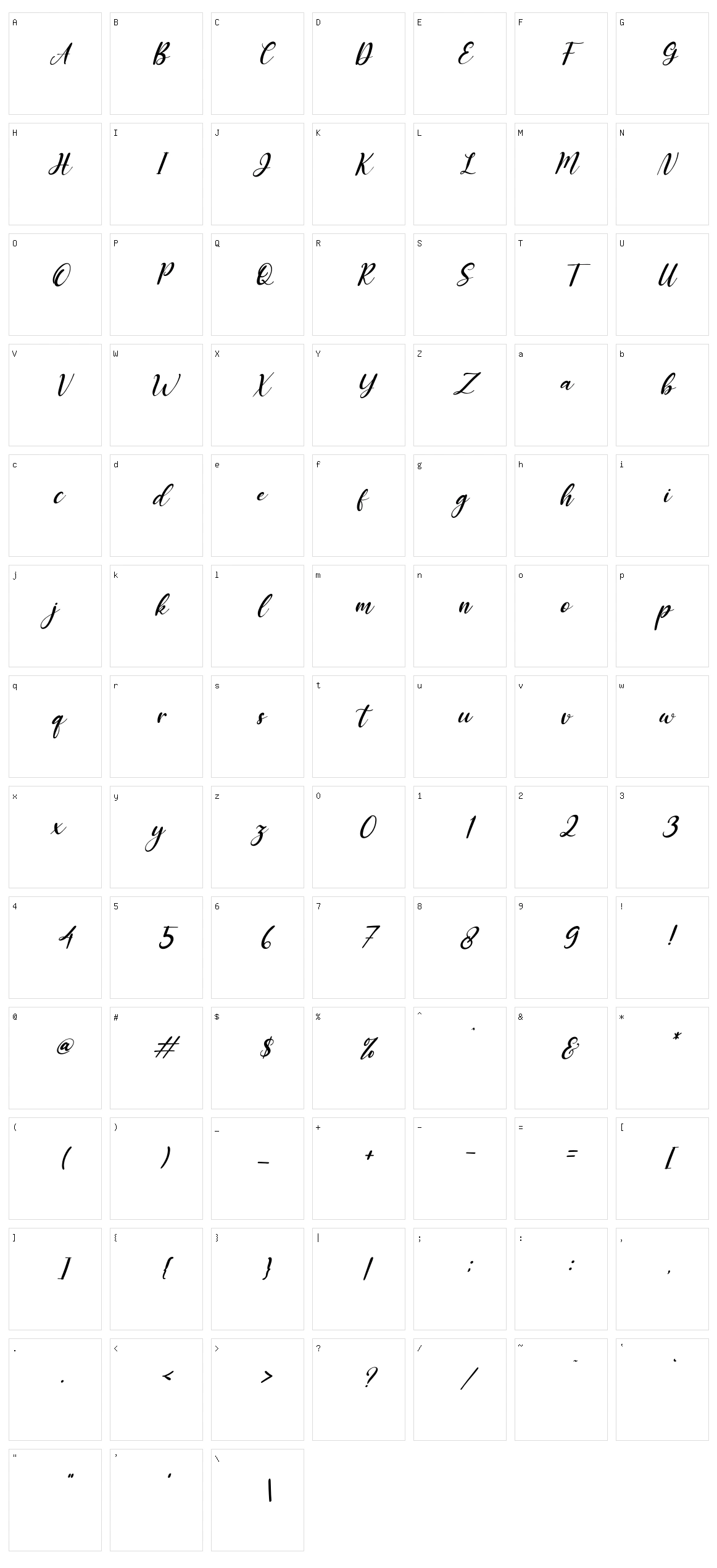 Miss Amalia Character Set