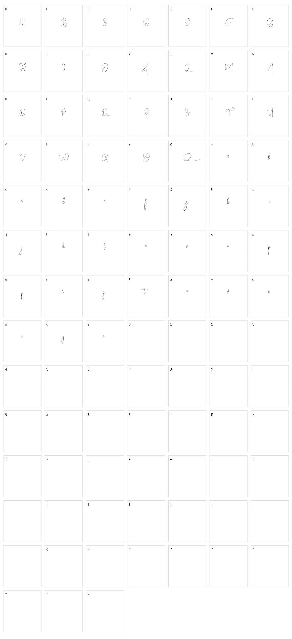 Mistari Character Set