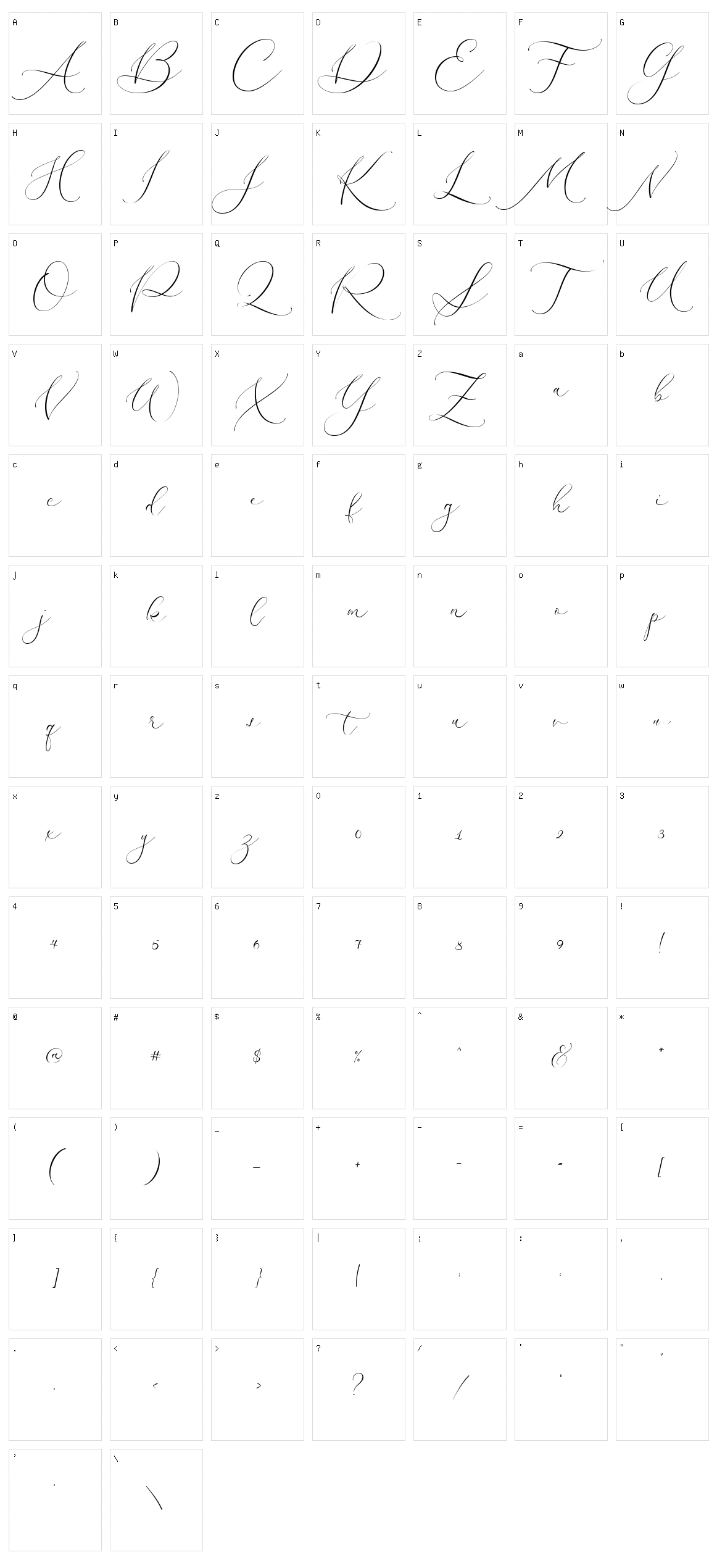 Modella Character Set