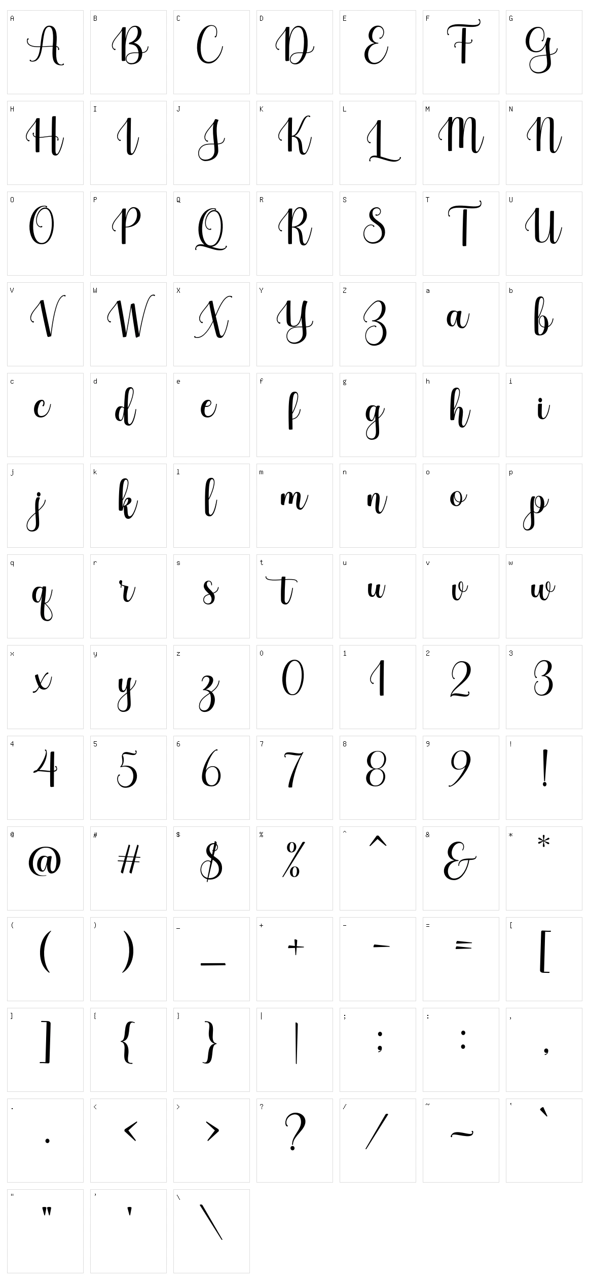 Molista Character Set