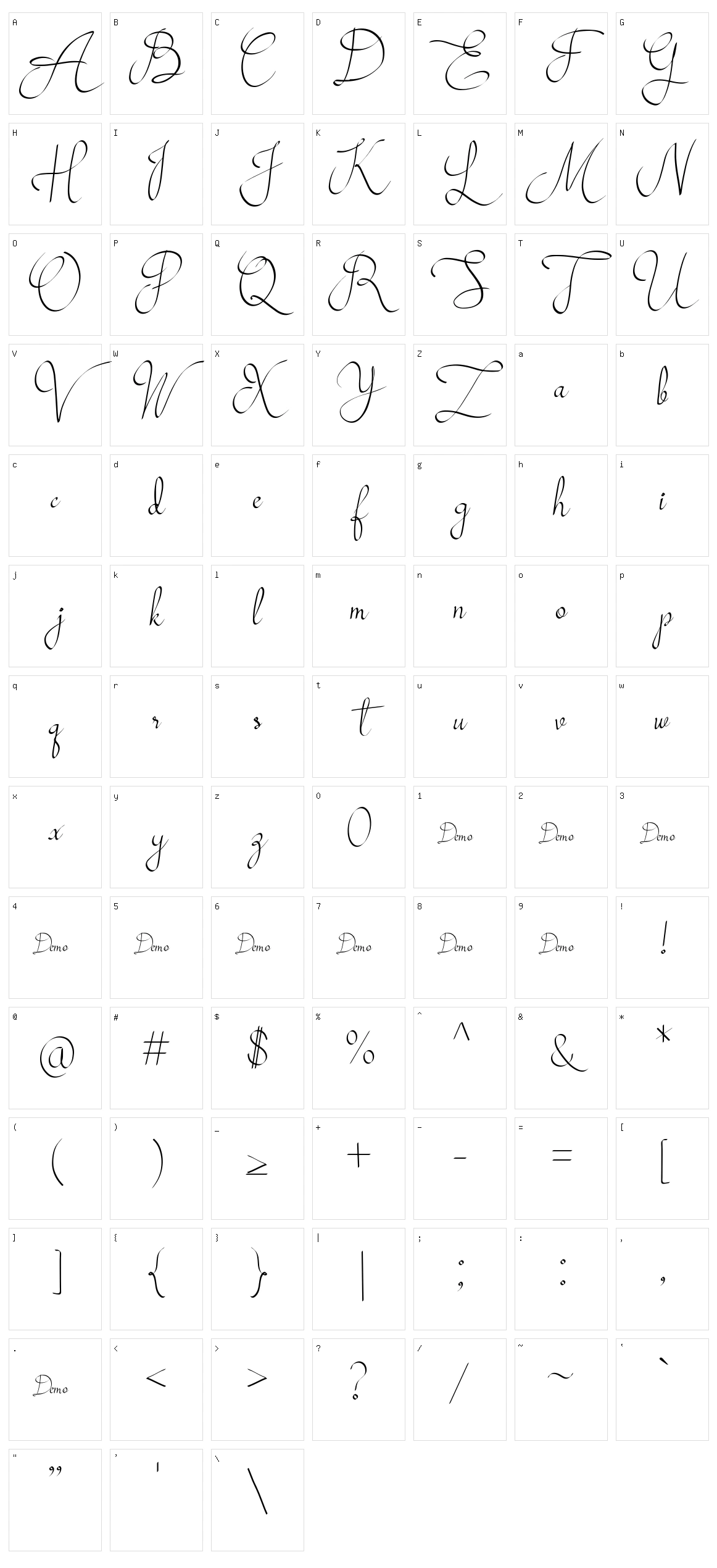 Mollucash Character Set