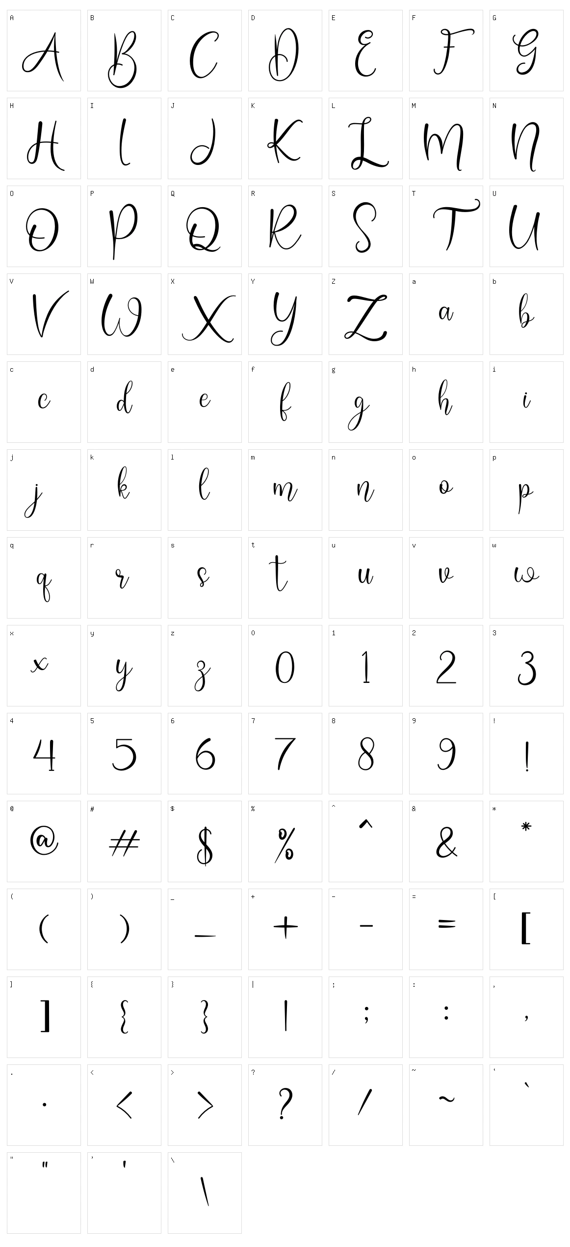 Monalisa Character Set