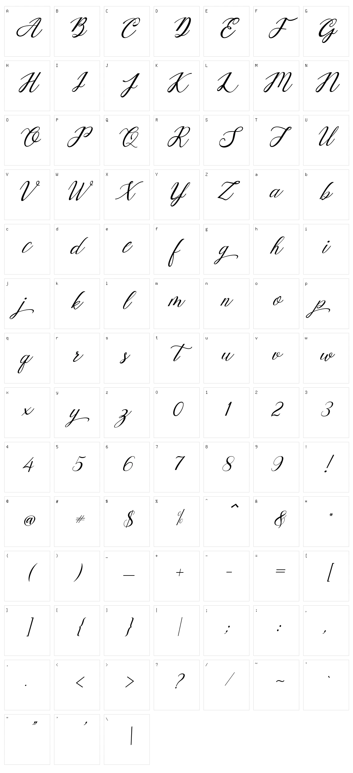 Mottingham Elegant Calligraphy Character Set