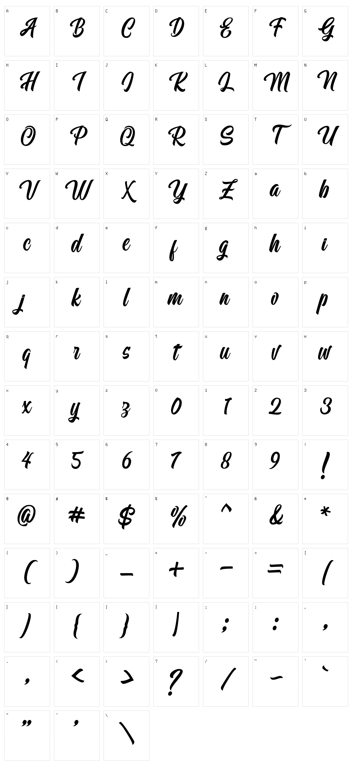 Mueband Character Set