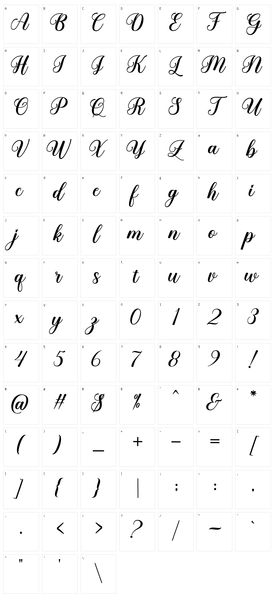 My Sweety Script Character Set