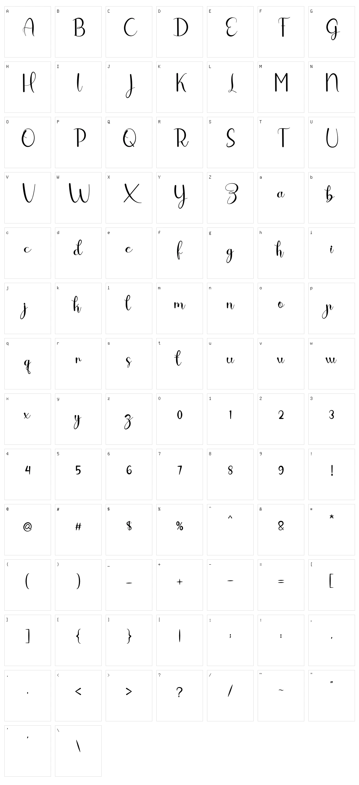 Myhoney Character Set
