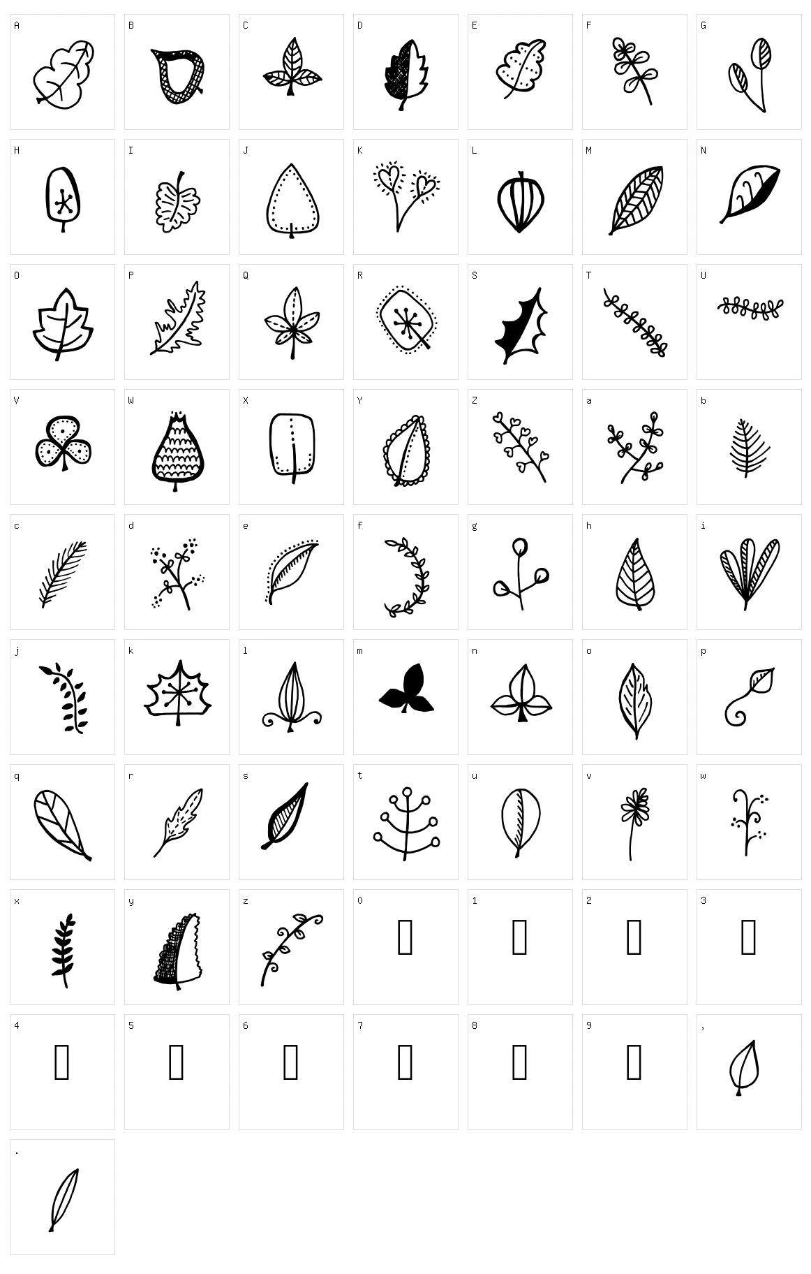 Tanaestel Doodle Leaves 01 Character Set