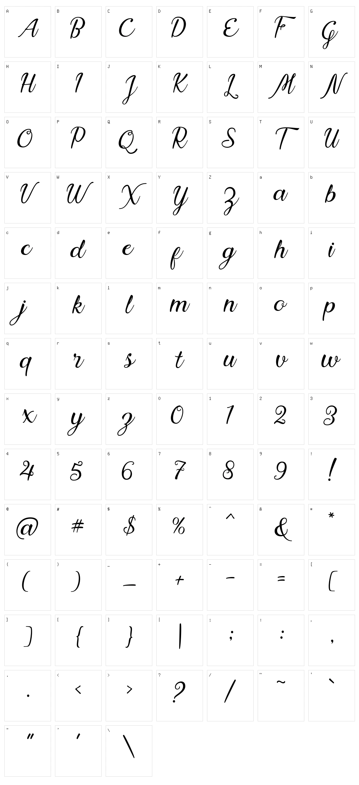 Nadhine Script Character Set