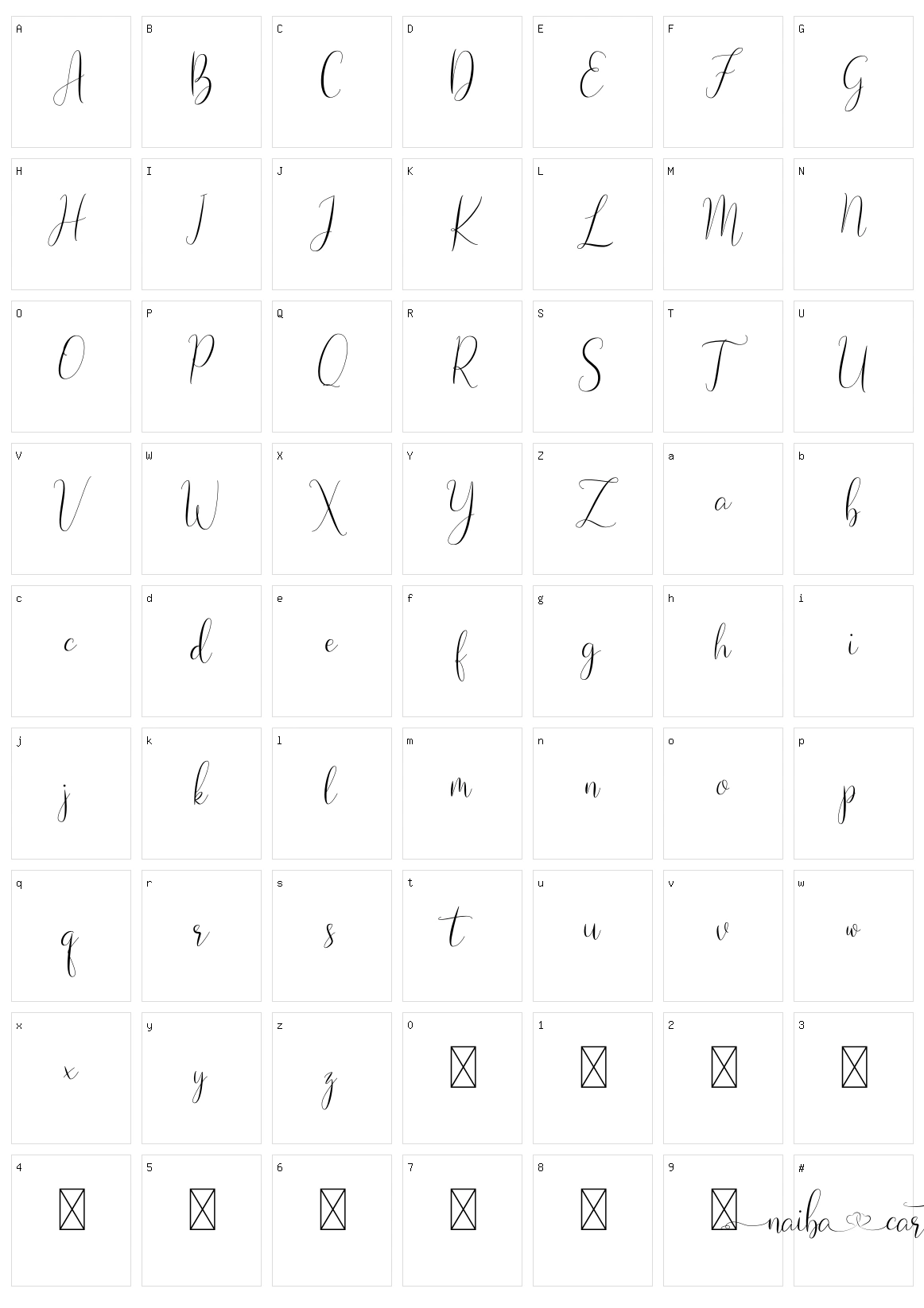 Naibacarte Character Set