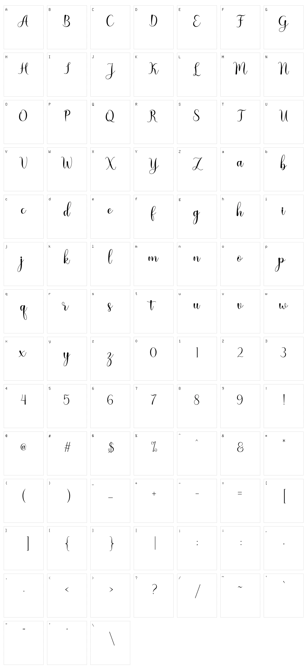 Nattalia Character Set